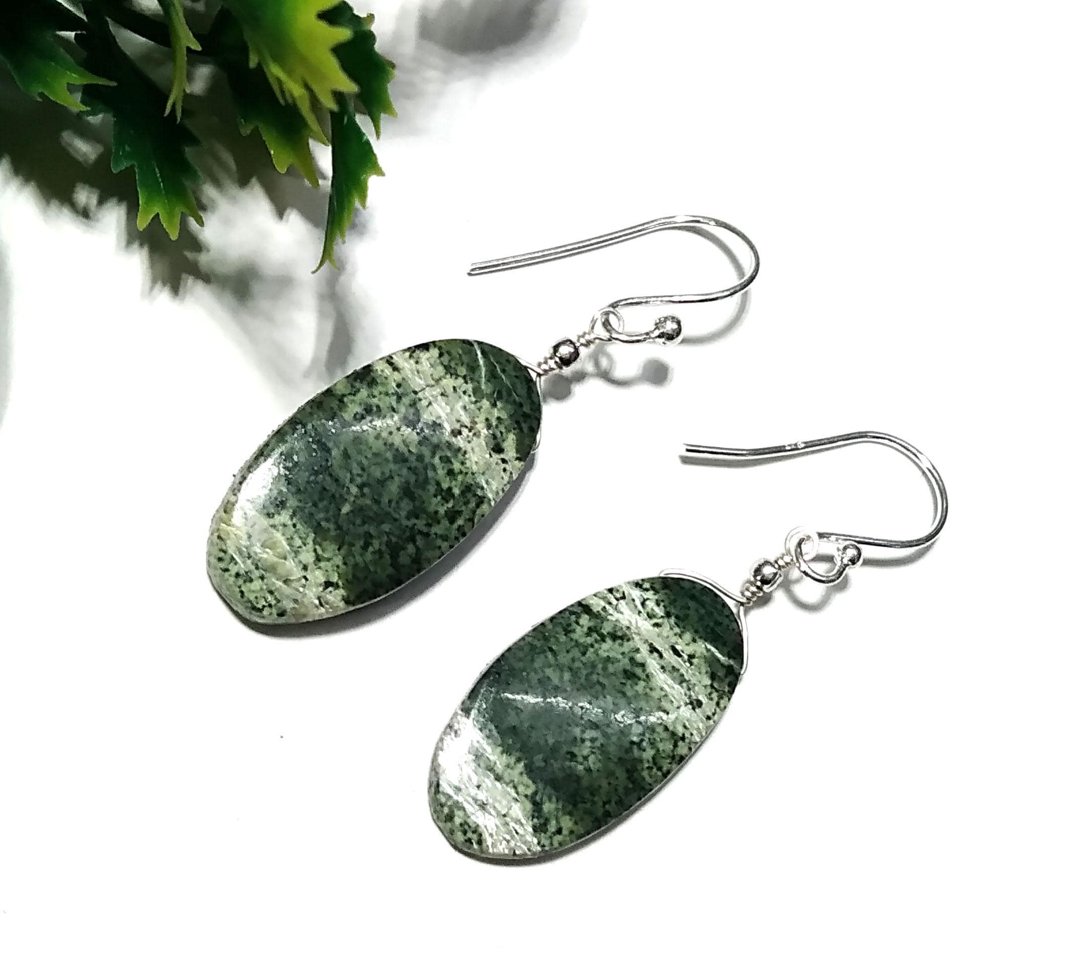 Natural Green Swiss Opal Gemstone Earring, Solid 925 Starling Silver Earring, Beautiful Swiss Opal Stone Size 30x13mm Gift For Girls & Women