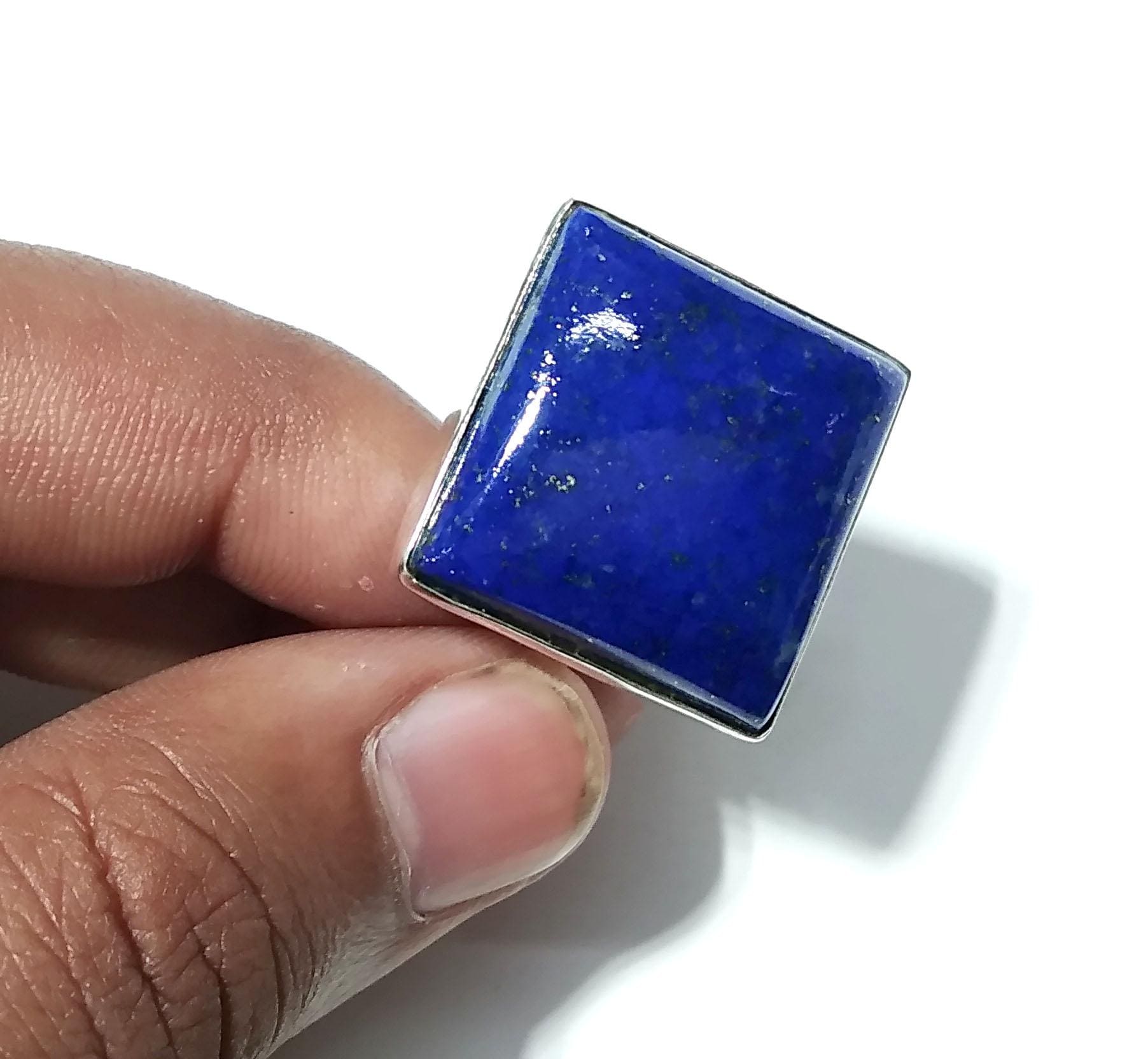 Lapis Lazuli Gemstone Ring, Solid 925 Sterling Silver Ring, Natural Genuine Lapis Lazuli Cabochon Stone Ring, Healing Crystal Jewelry Gift