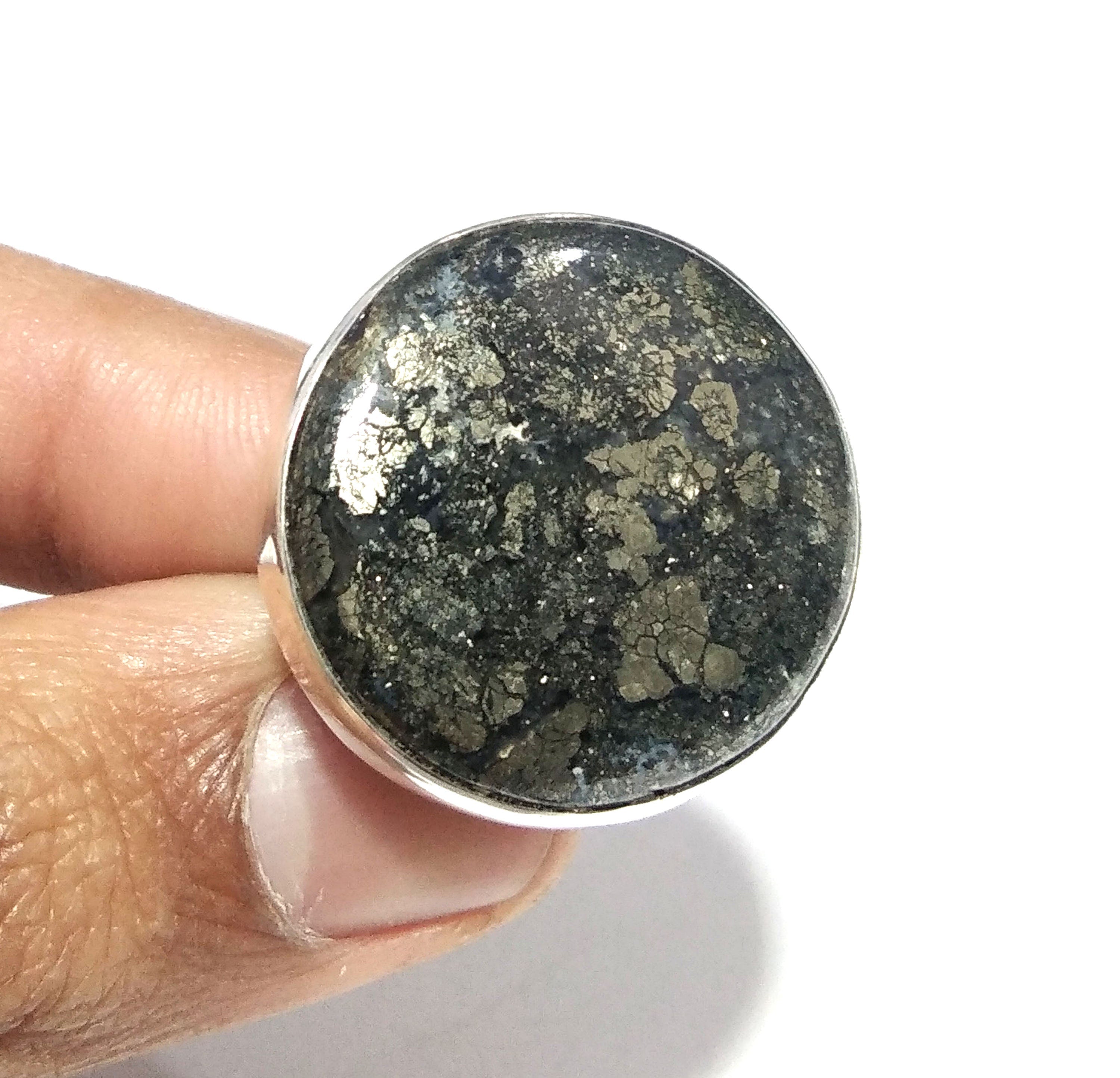 Natural Marcasite Gemstone Ring, 925 Solid Sterling Silver Ring, Marcasite Stone Size 26x26 mm Handmade Silver Ring, Gift Mother’s day Ring