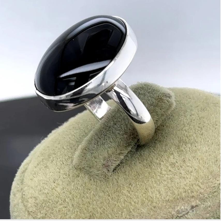 Natural Black Onyx Gemstone Ring, Solid 925 Sterling Silver Ring, Amazing Black Onyx Stone Shape Oval Handmade Ring, Gift Birthday Ring