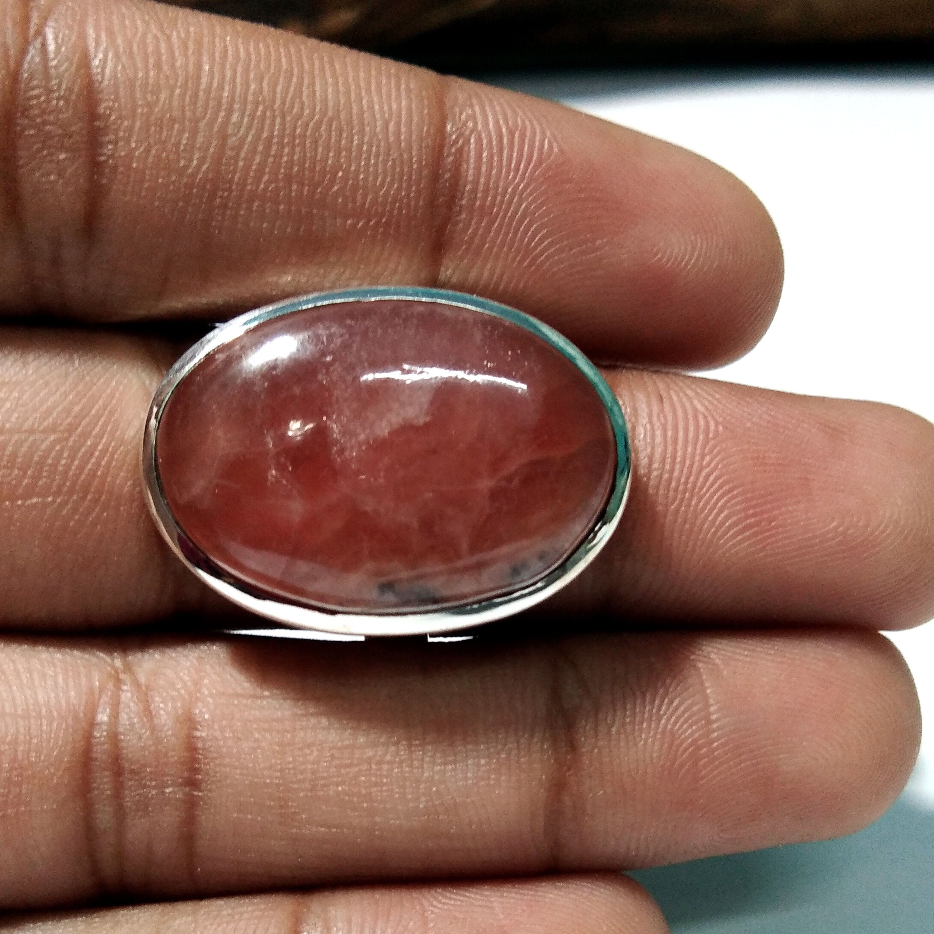 Rhodochrosite Rings ! Good Making Nice Design Rhodochrosite Cabochon Ring, 925 Sterling Silver With Natural Gemstone Ring, For Girls & Women