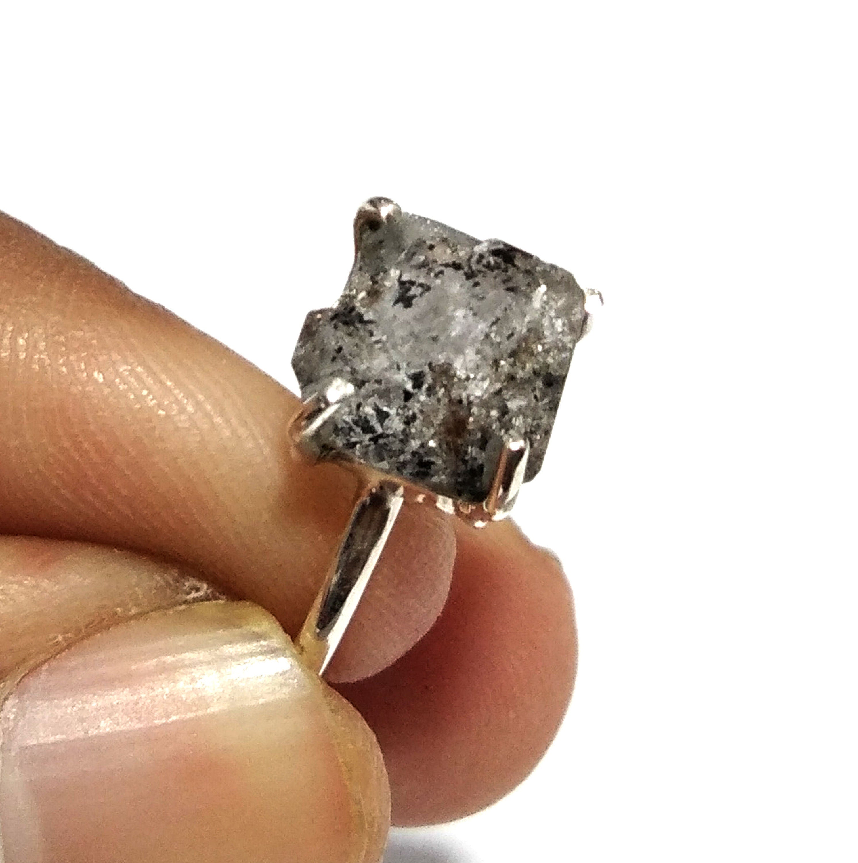 Raw Herkimer Diamond Rough Gemstone Ring, Solid 925 Sterling Silver Ring, White Herkimer Diamond Stone Size 9x9 mm Handmade Gift Engagement