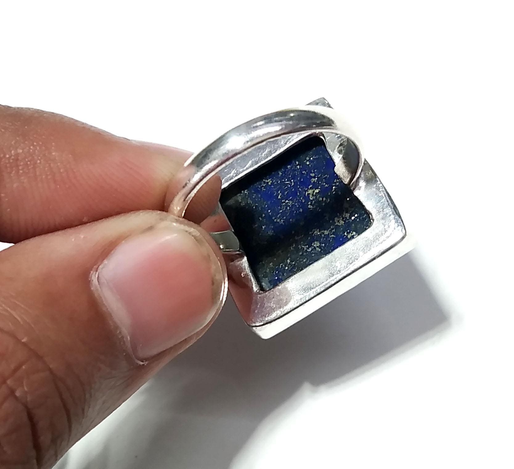 Lapis Lazuli Gemstone Ring, Solid 925 Sterling Silver Ring, Natural Genuine Lapis Lazuli Cabochon Stone Ring, Healing Crystal Jewelry Gift