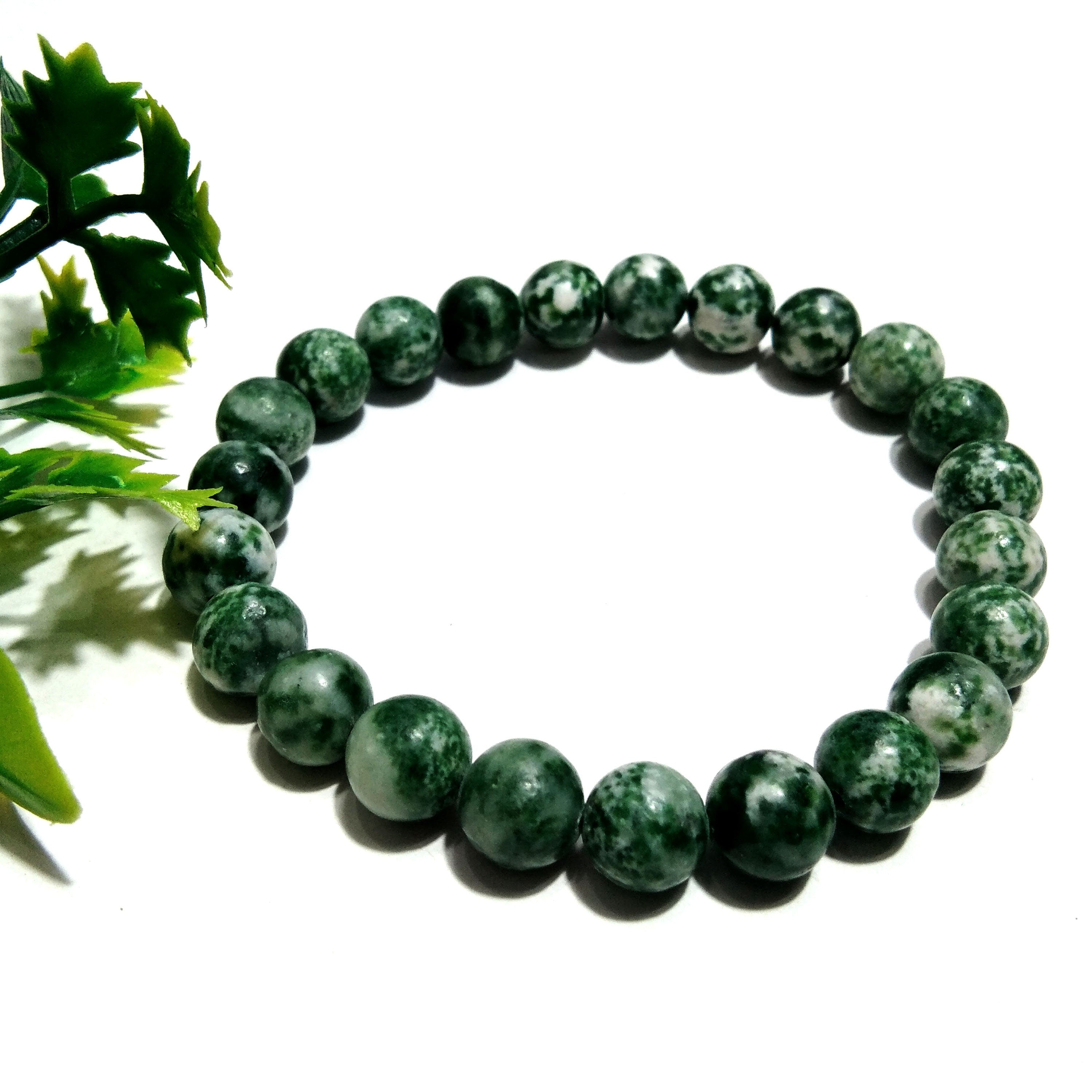 Tree Agate Bracelet Beads Stone, Natural Tree Agate Healing For Men & Women Round Bracelet, Stone Size 8x8 mm Gift Easter day Bracelet