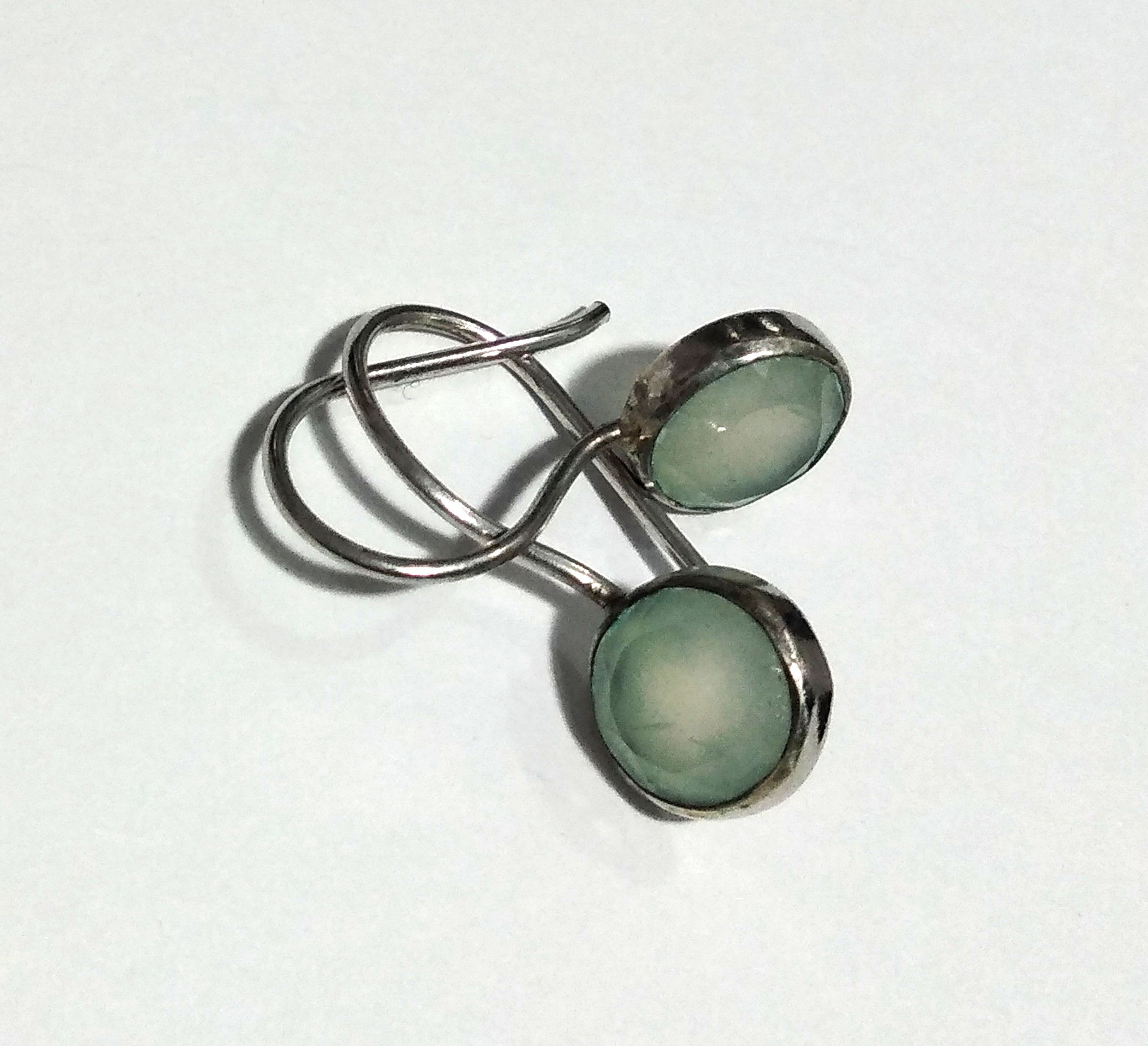 Aqua Chalcedony Tiny Dangle Earring, 925 Solid Starling Silver Earring, Natural Aqua Chalcedony Gemstone Size 8x8 mm Gift Birthstone Earring