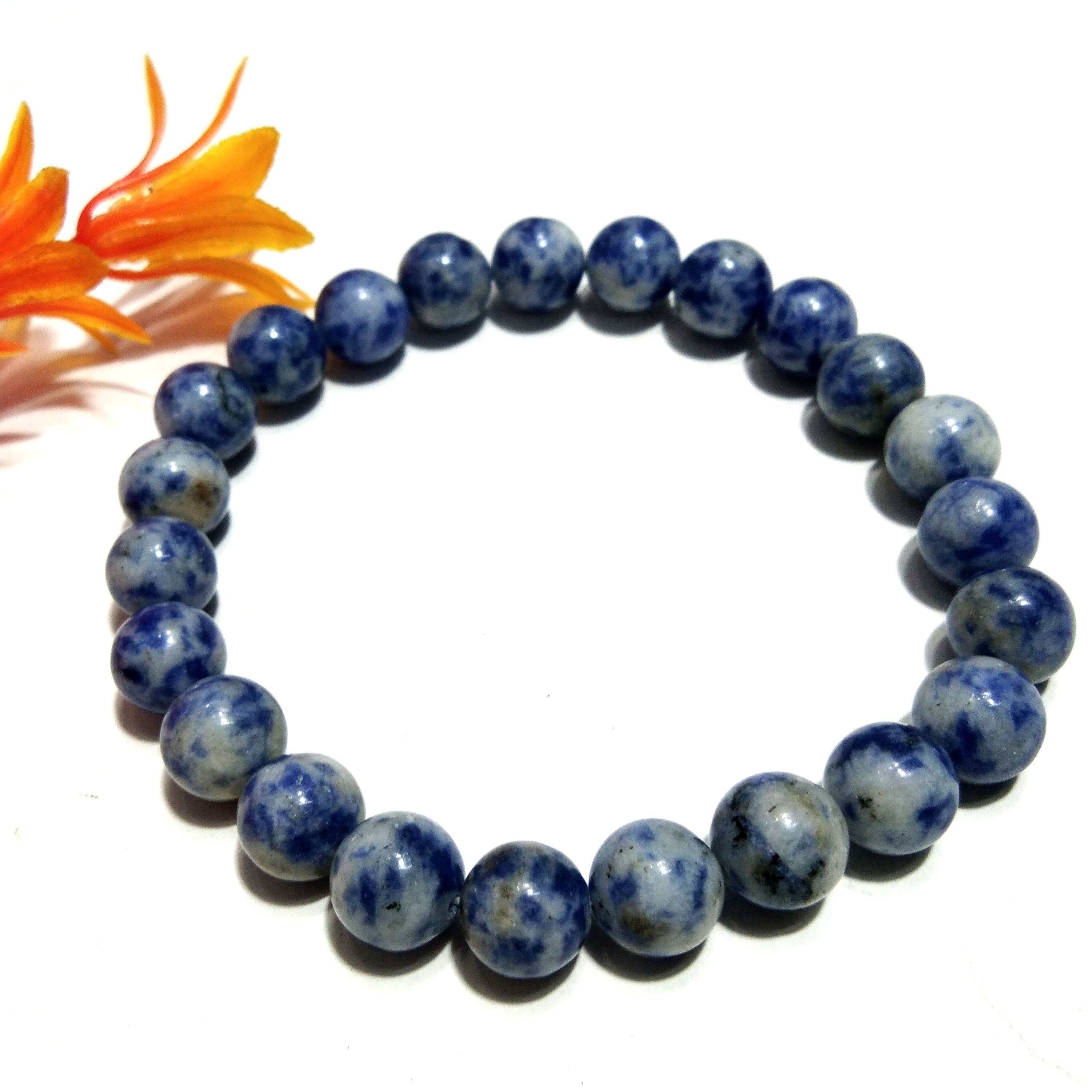 Blue Spot Jasper Bracelet Beads Stone, Natural Blue Spot Jasper Healing Unisex Round Bracelet, Stone Size 8x8 mm Gift Easter day Bracelet