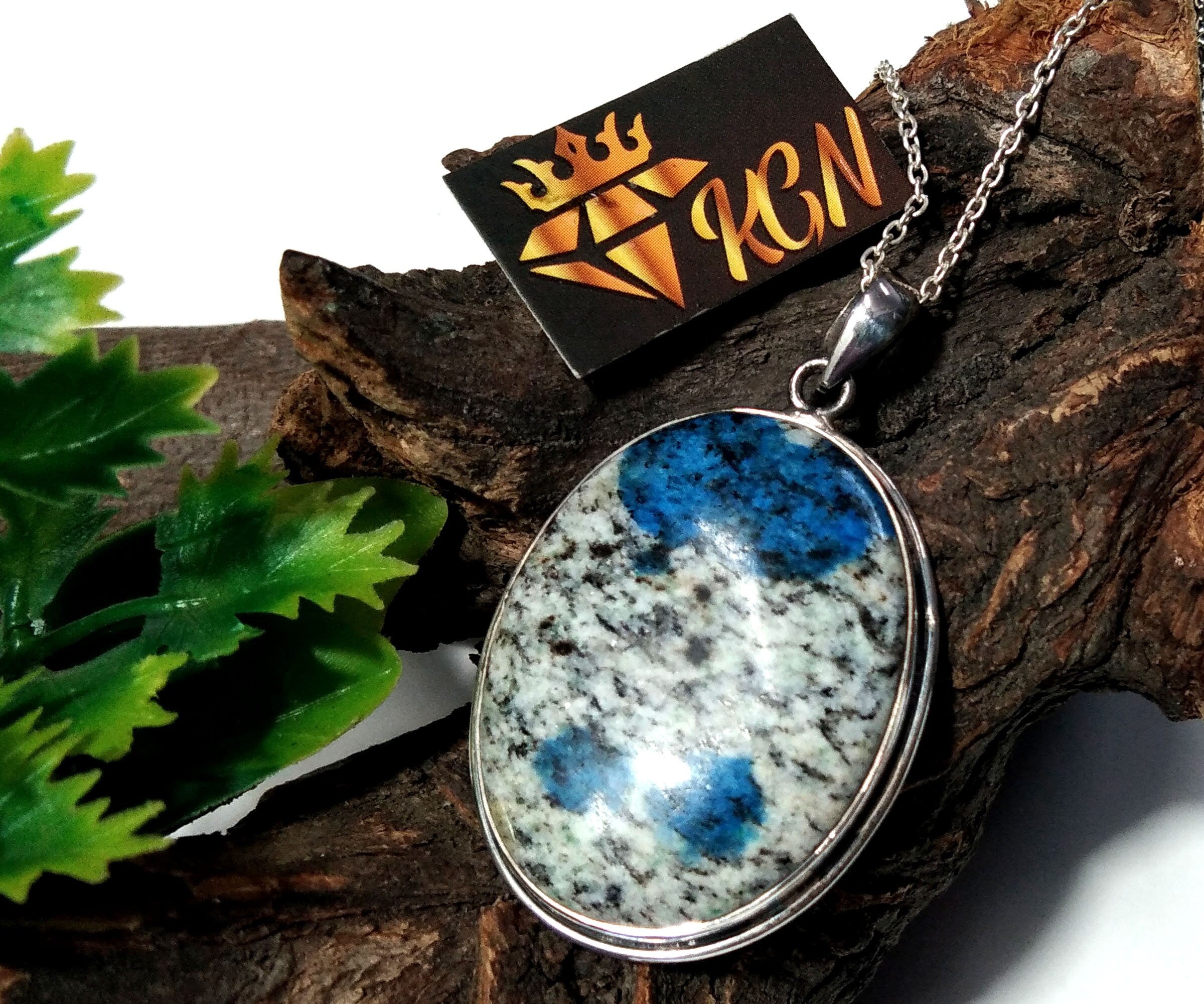 Natural K2 Jasper Gemstone Pendant, 925 Sterling Silver Pendant Healing Crystal, K2 Jasper Stone Pendant Chain Necklace Jewelry Gift For Her