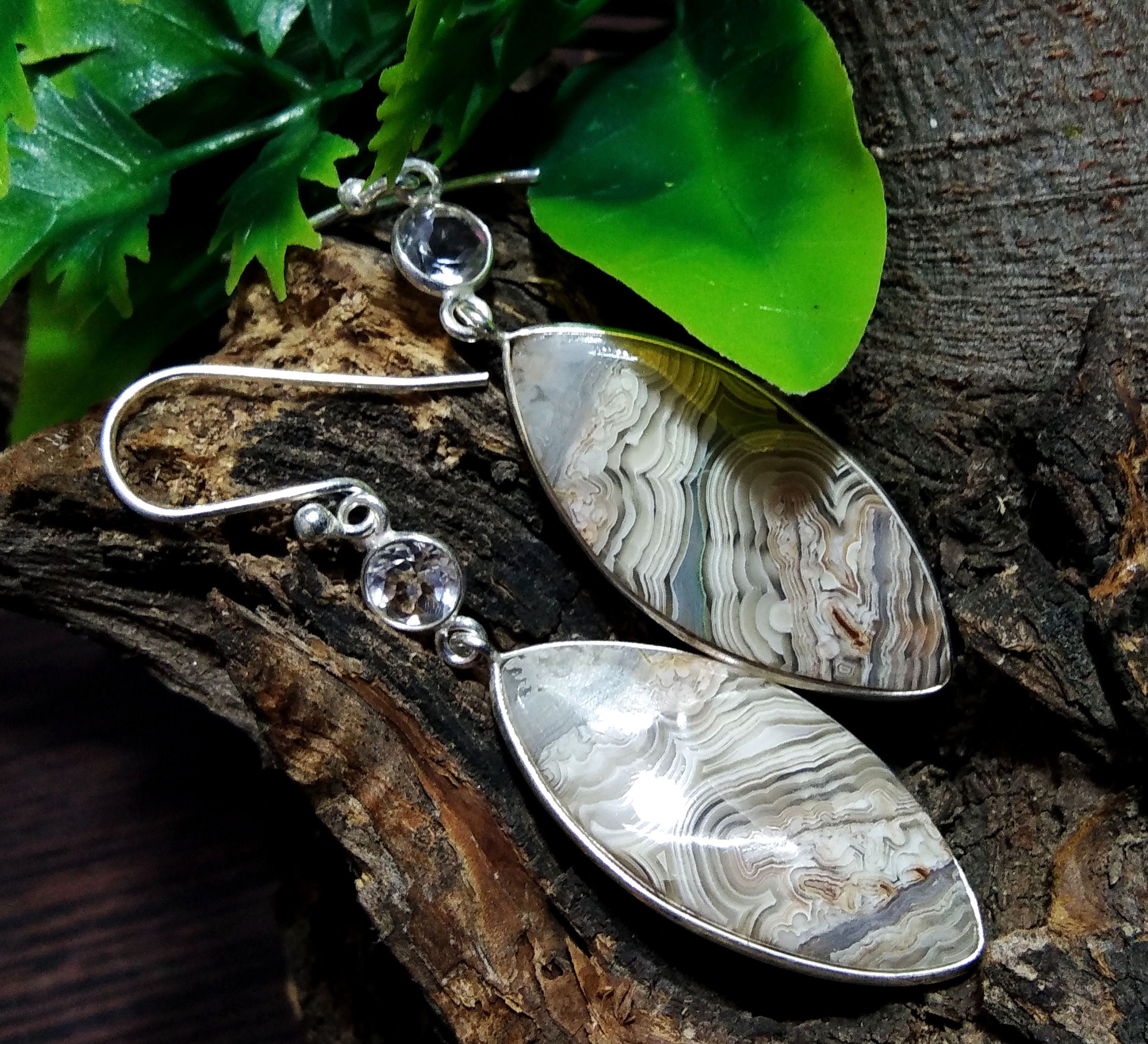 Natural Crazy Lace Jasper Earring Gemstone, 925 Solid Starling Silver Earring Jewelry Marquise Shape Stone Size 29x12 mm For Gift Earring