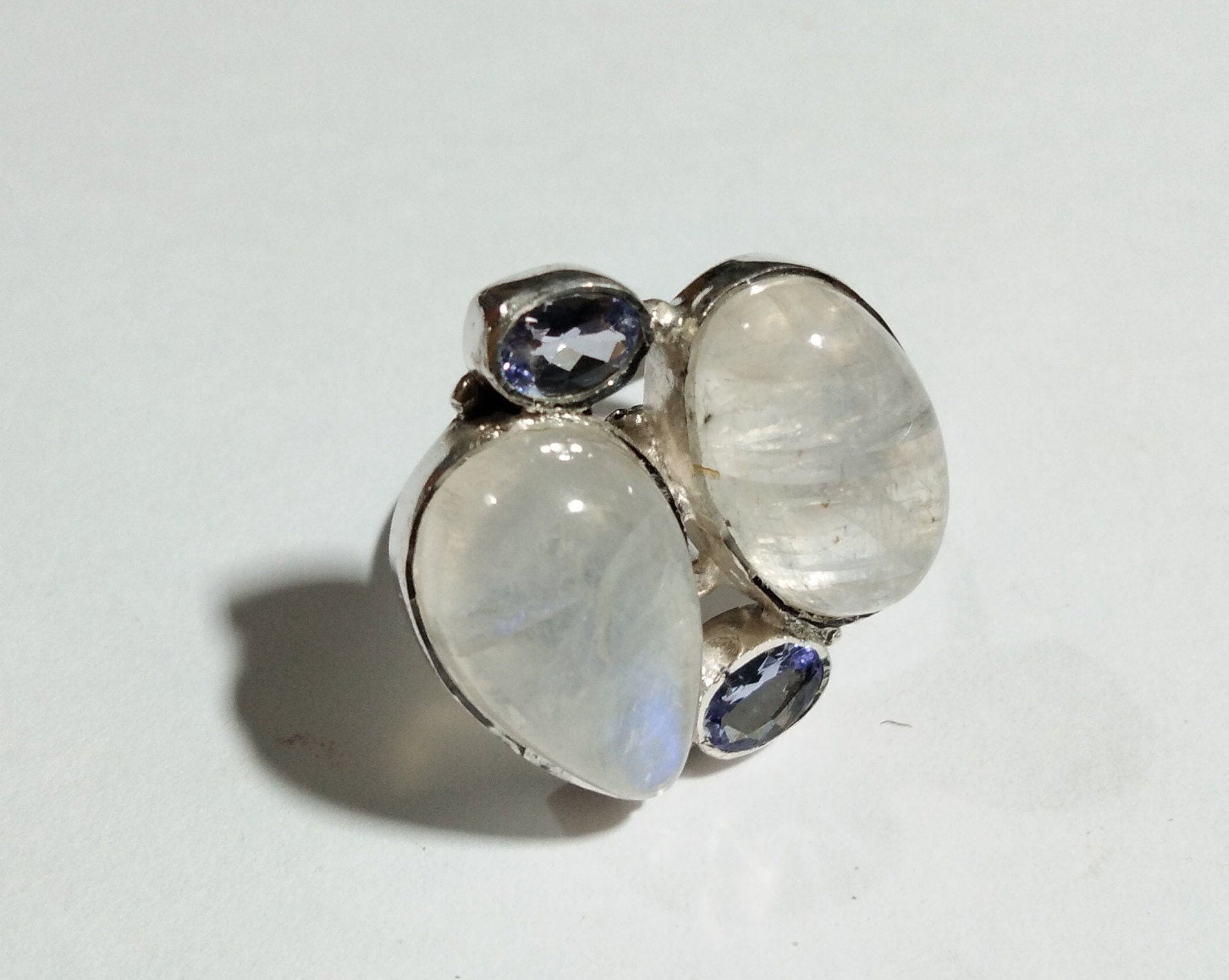 Rainbow Moonstone And Tanzanite Multi Stone Rings, 925 Sterling Silver Jewelry, Natural Gemstone Ring, Handmade Jewelry, For Girls/Women.