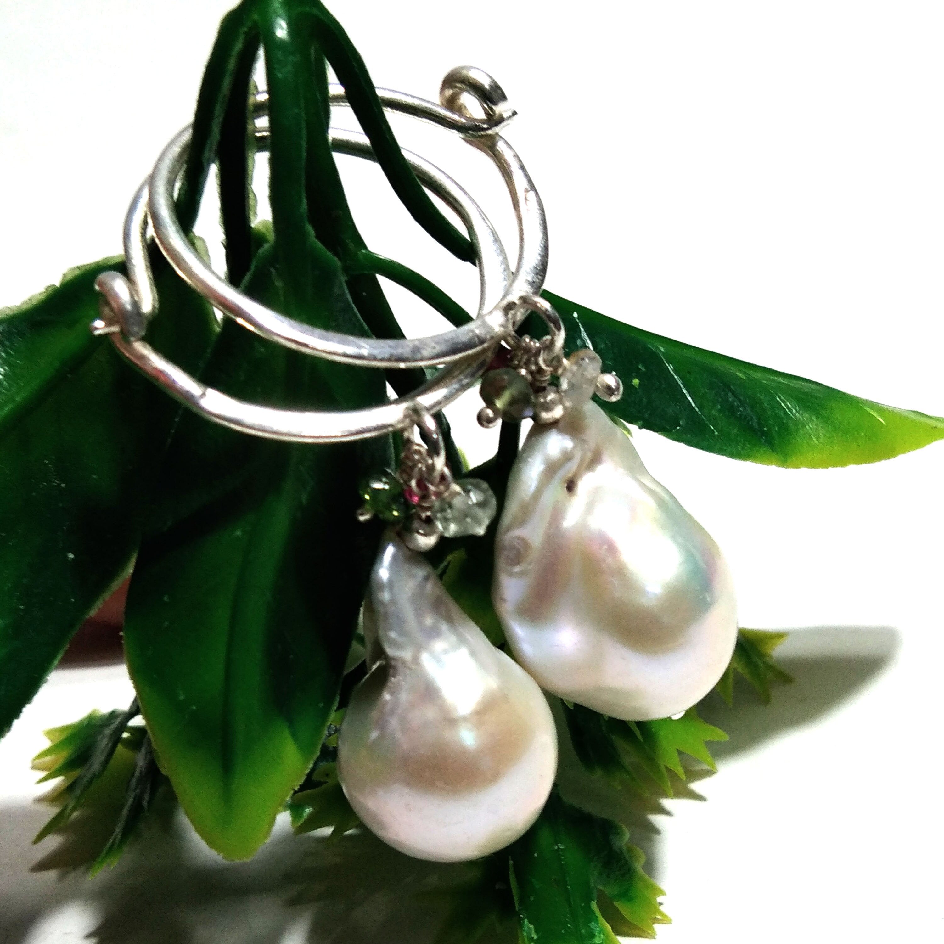 Natural Baroque Pearl Earring Gemstone, 925 Solid Starling Silver Earring, Jewelry Fancy Shape Stone Size 20x14 mm Pearl For Gift Earring