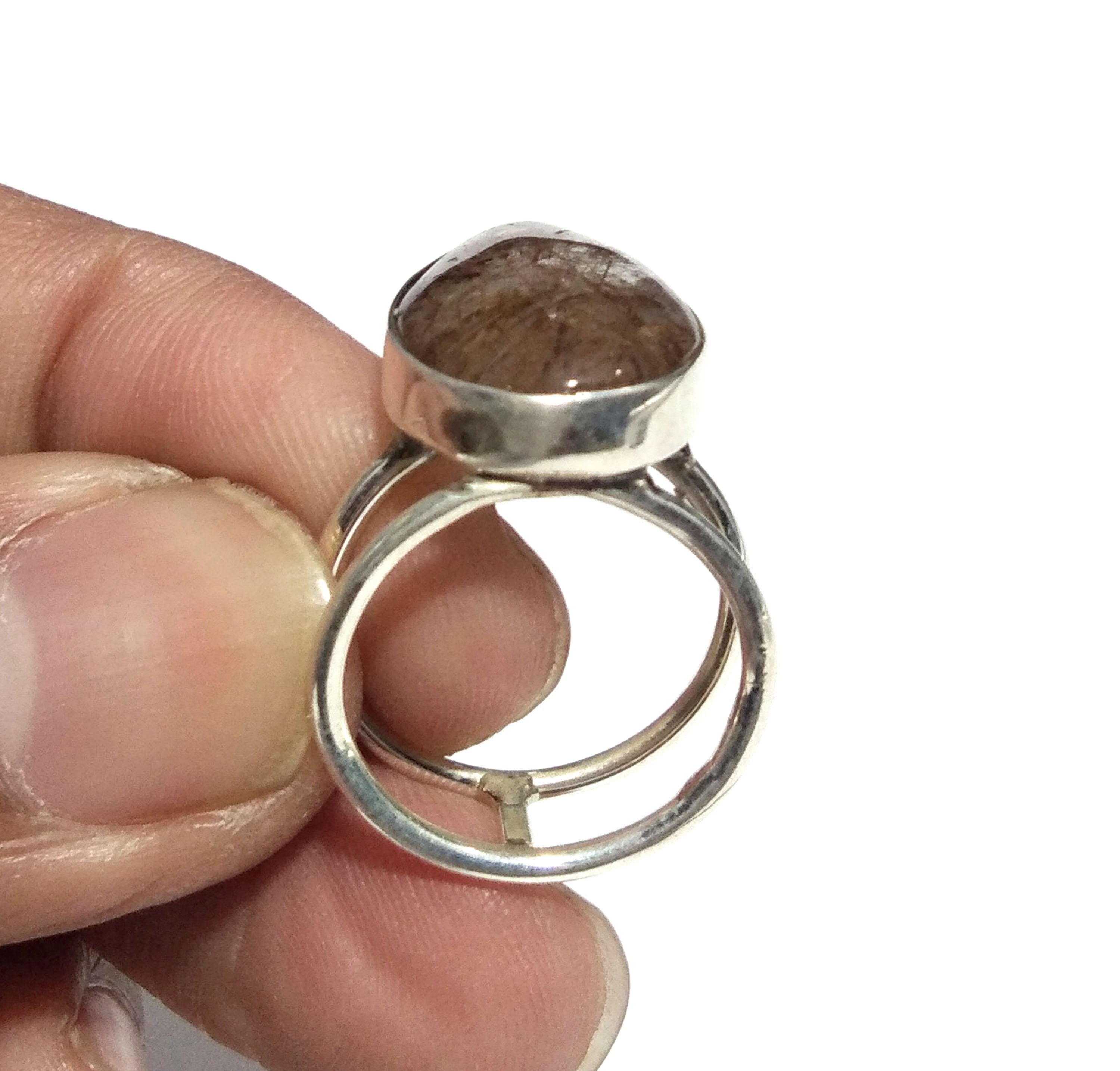 Natural Golden Rutilated Quartz Ring, 925 Solid Sterling Silver Ring, Rutilated Stone Size 13x20 mm Handmade Ring, Gift Birthday Ring