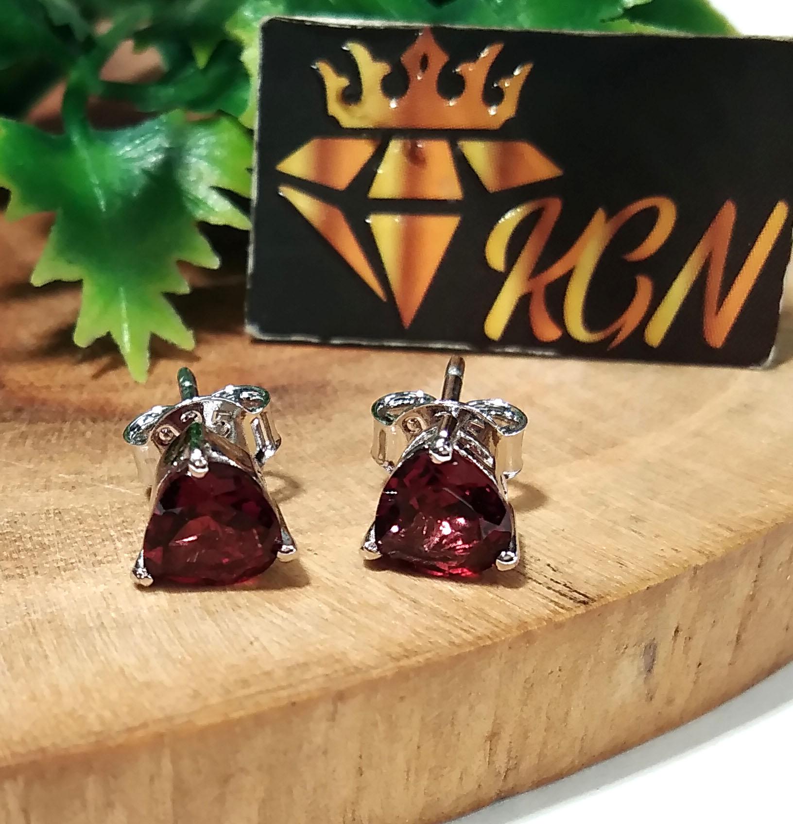Natural Garnet Stud Earrings, 925 Starling Silver Earring Jewelry, Red Garnet Faceted Heart Shape Stone Size 6x6 mm Christmas Gift For Women