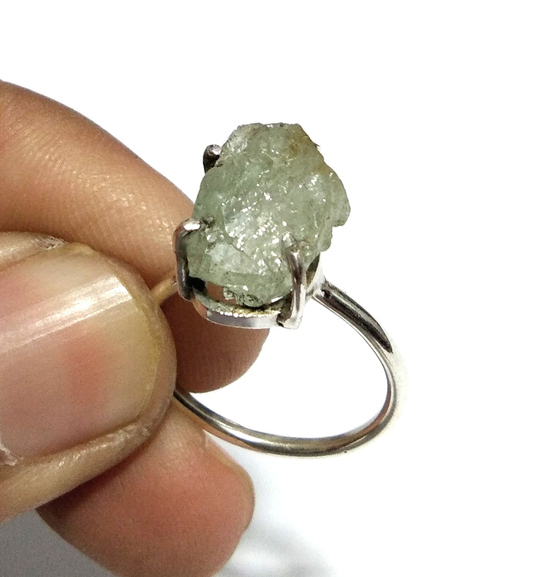 Natural Aquamarine Rough Gemstone Ring, 925 Solid Sterling Silver Ring, Raw Aquamarine Stone Size 14x10 mm Handmade Ring, Gift Birthday Ring