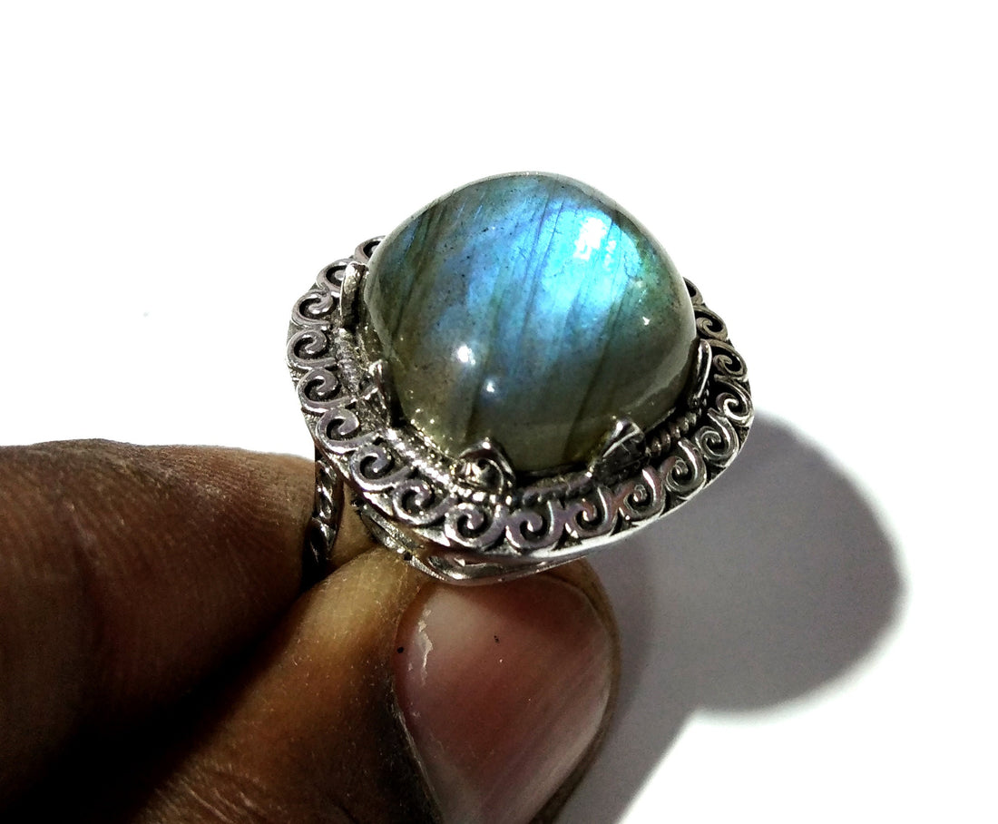 Labradorite Ring, Birthstone Ring, 925 Silver Ring,Statement Ring,Unique Ring,Boho Ring, Fire Labradorite Ring, Exquisite Gift For her.