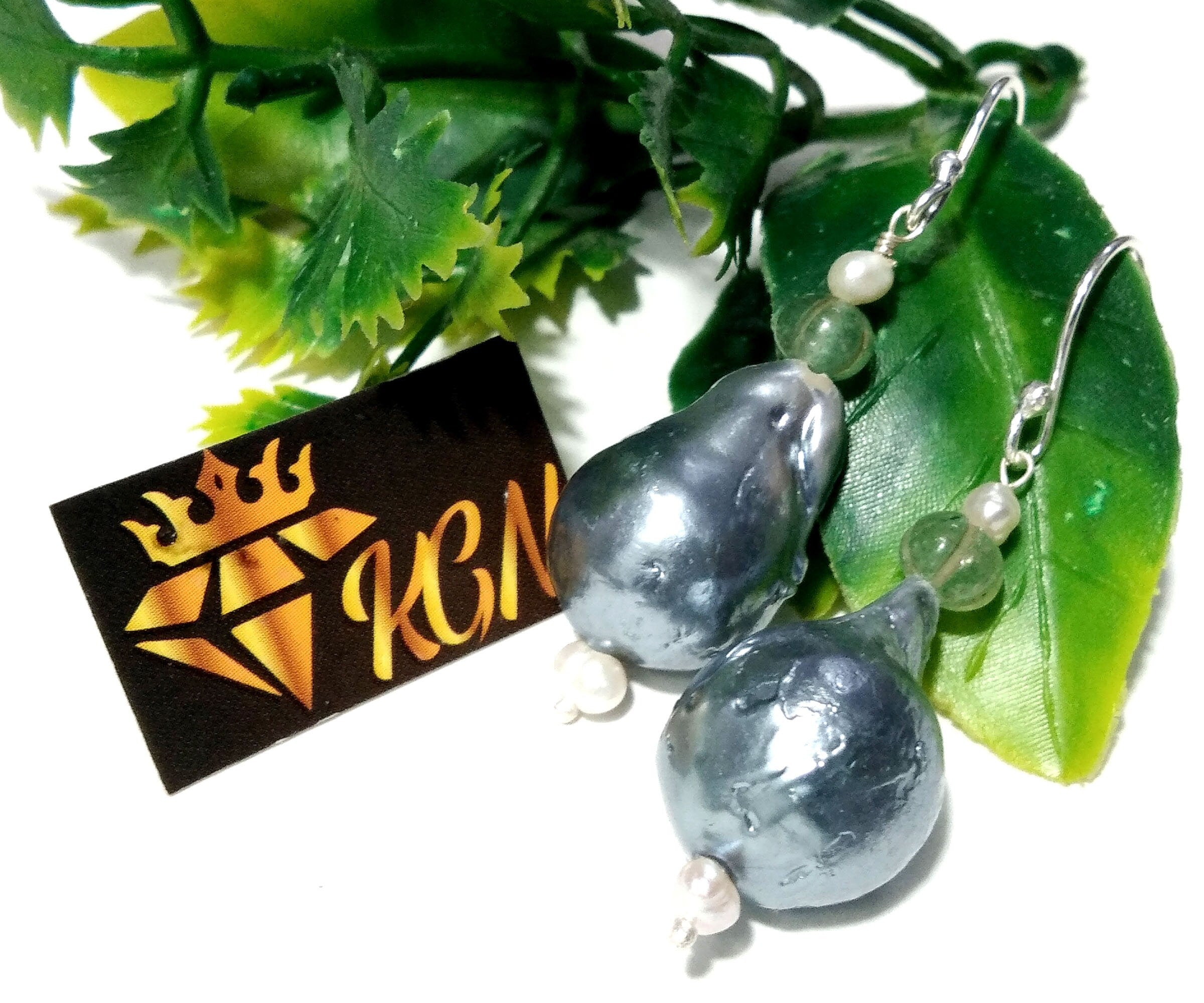 Beautiful Grey Baroque Pearl Earring, 925 Sterling Silver Earring, Elegant Pearl Gift, Fine Grey Baroque Pearl Handmade Earring, For Women