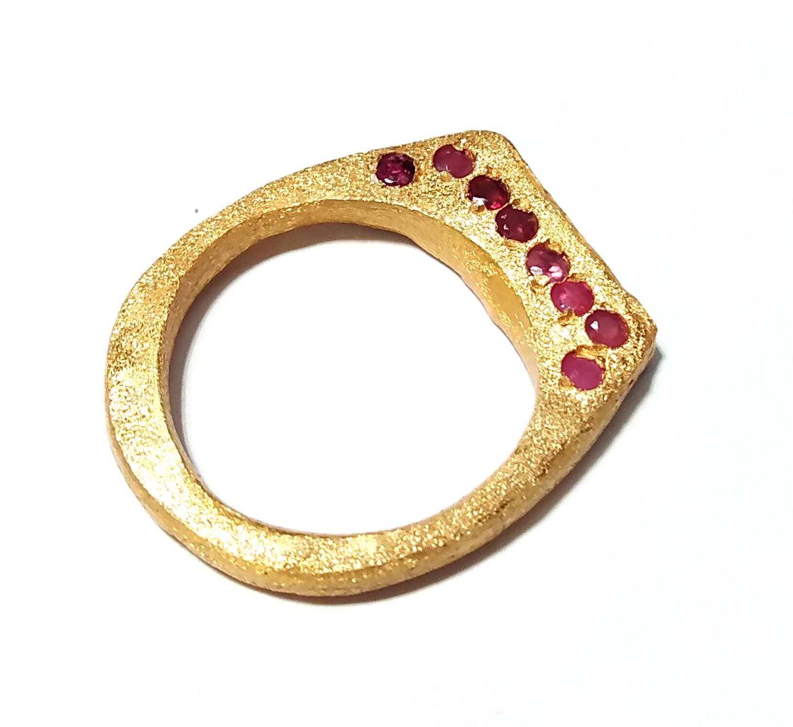 Natural Red Ruby Ring, Solid 925 Sterling Silver Gold Plated Ring, Beautiful Silver Design Red Ruby Ring, Handmade Ring, Gift Birthday Ring