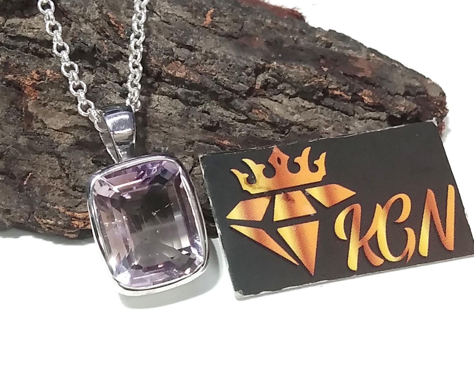 Amethyst Gemstone Pendant, 925 Starling Silver Pendant Necklace Chain, Amethyst Pendant, Handmade Jewelry Stone Size 13x10mm Gift Pendant