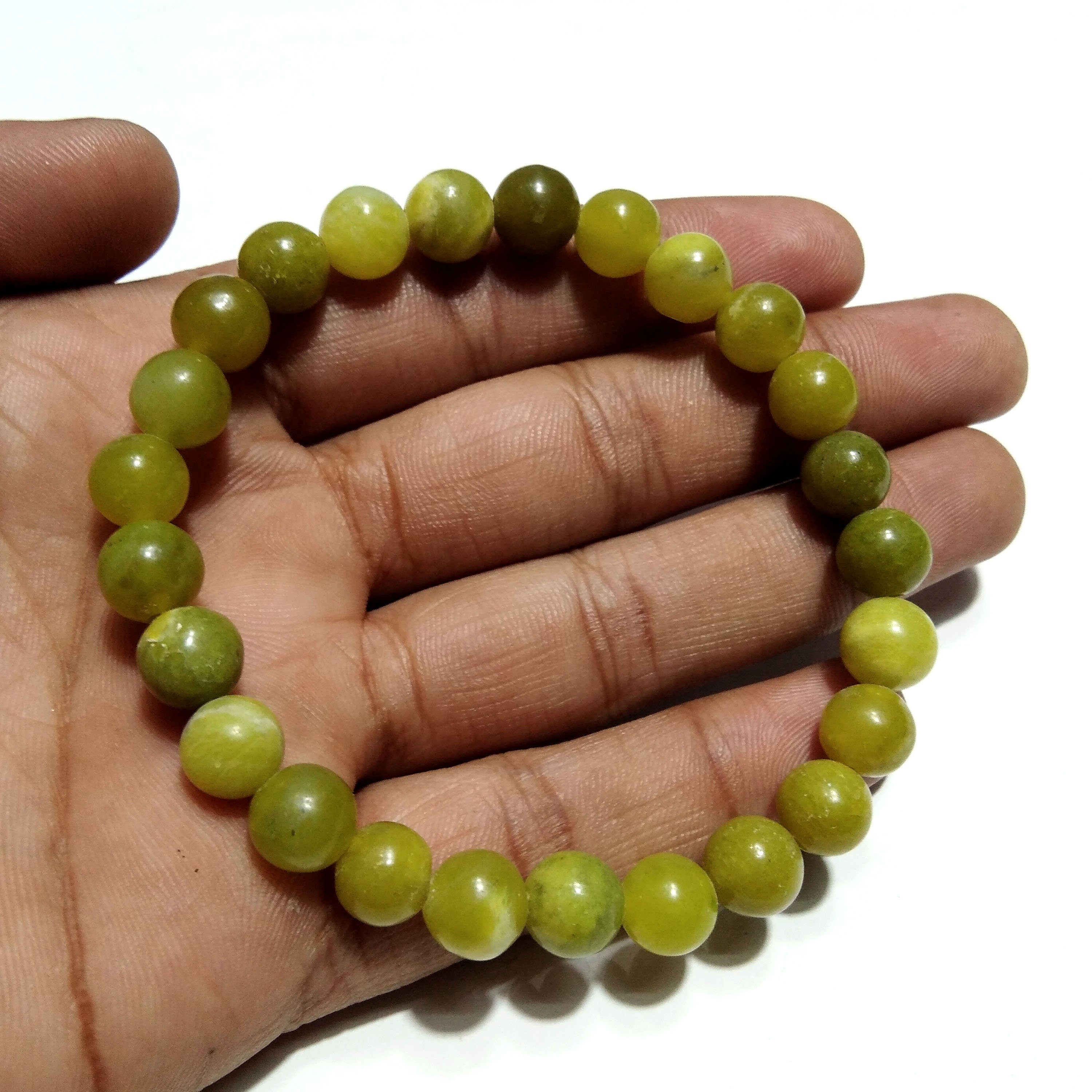Green Opal Bracelet Beads Stone, Natural A+++ Green Opal Crystal Healing Unisex Round Bracelet Size 8x8 mm Gift Easter day Bracelet