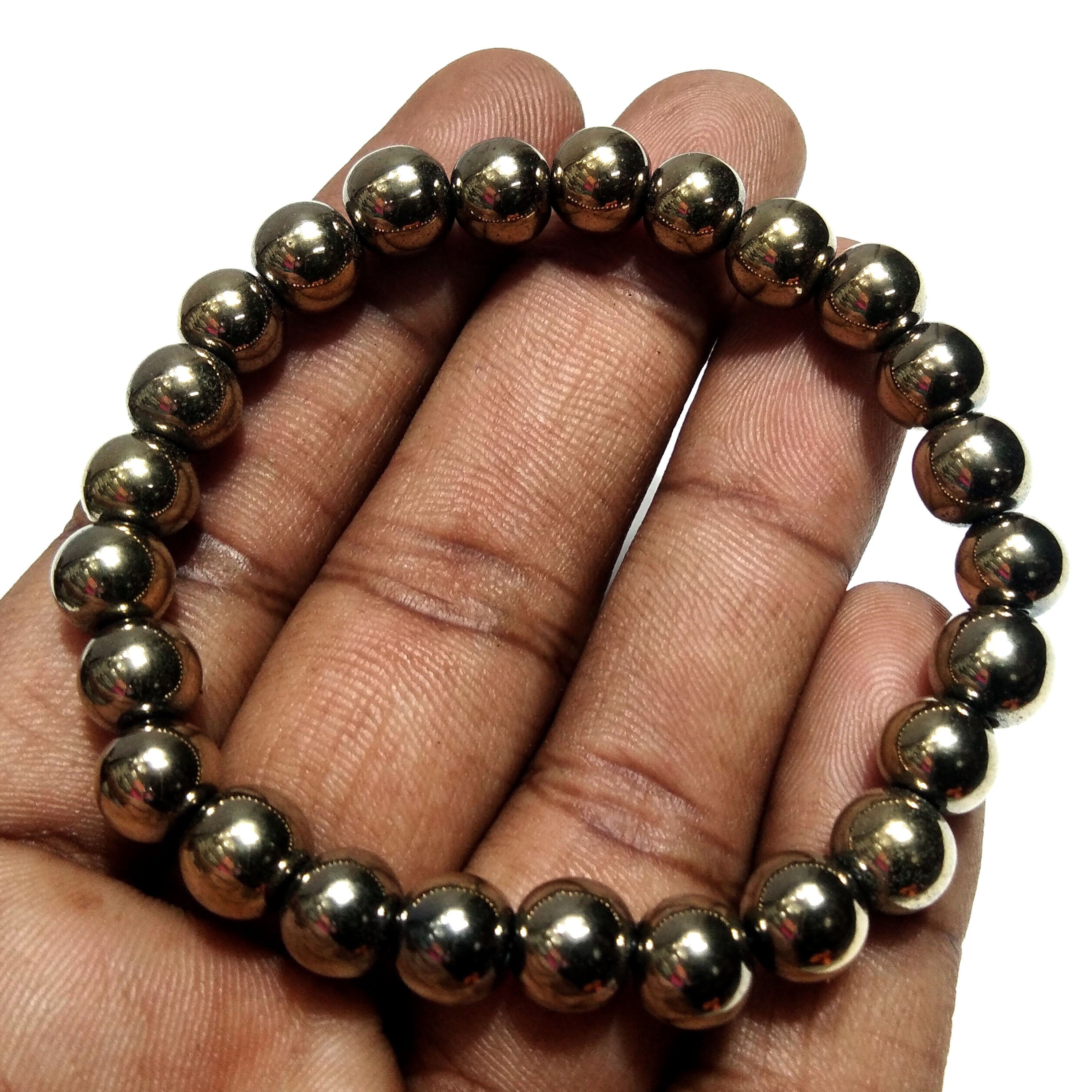 Natural Gold Pyrite Beaded Bracelet, Amazing Pyrite Beads Size 8mm Round Bracelet, Stretch Bracelet, Gift For Men/Women, Friendship Bracelet