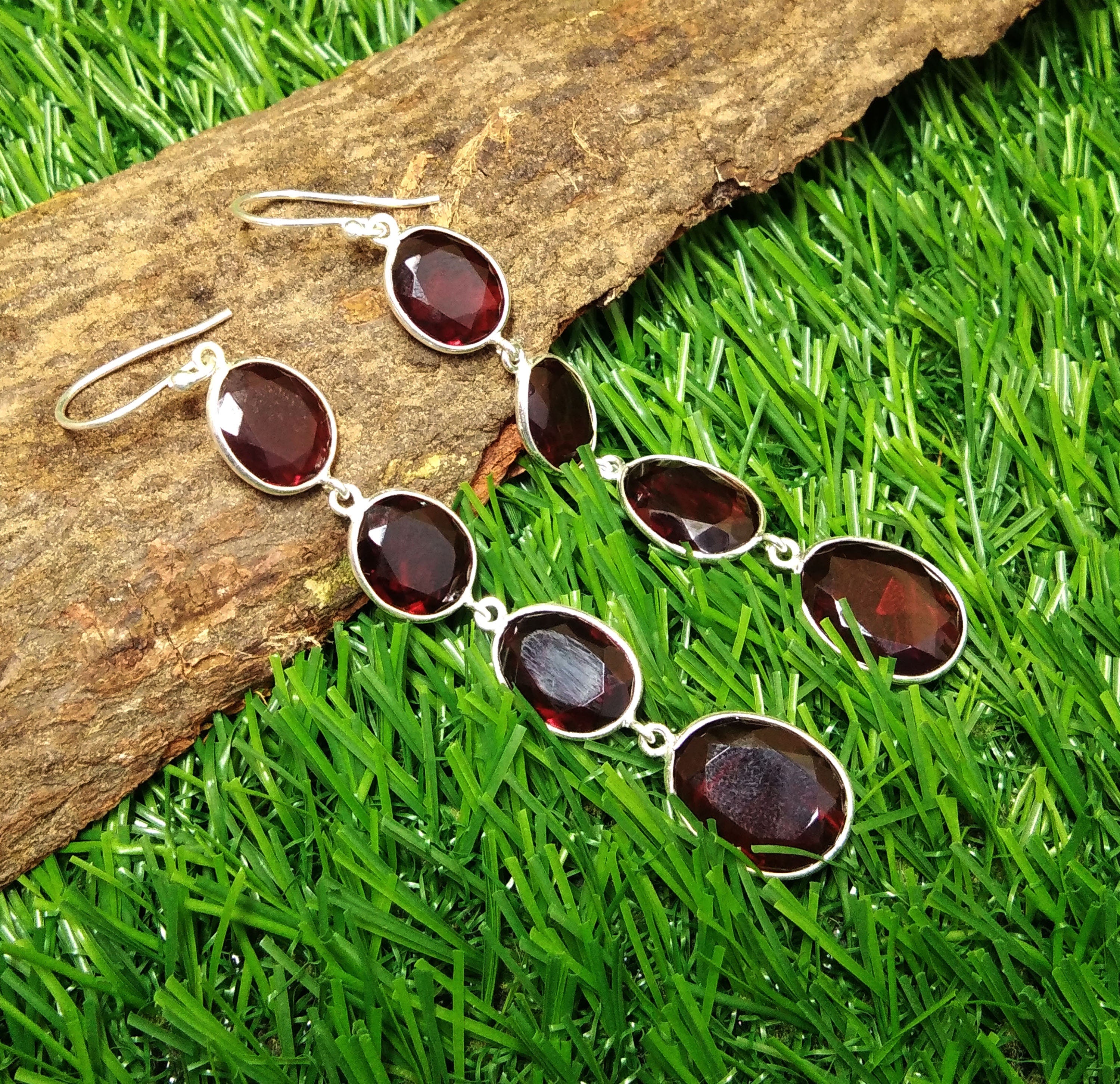 Natural Red Garnet Earring, Solid 925 Starling Silver Earring, Top Color Red Garnet Stone Earring, Handmade Jewelry Earring, Gift For Her