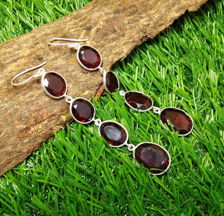 Natural Red Garnet Earring, Solid 925 Starling Silver Earring, Top Color Red Garnet Stone Earring, Handmade Jewelry Earring, Gift For Her