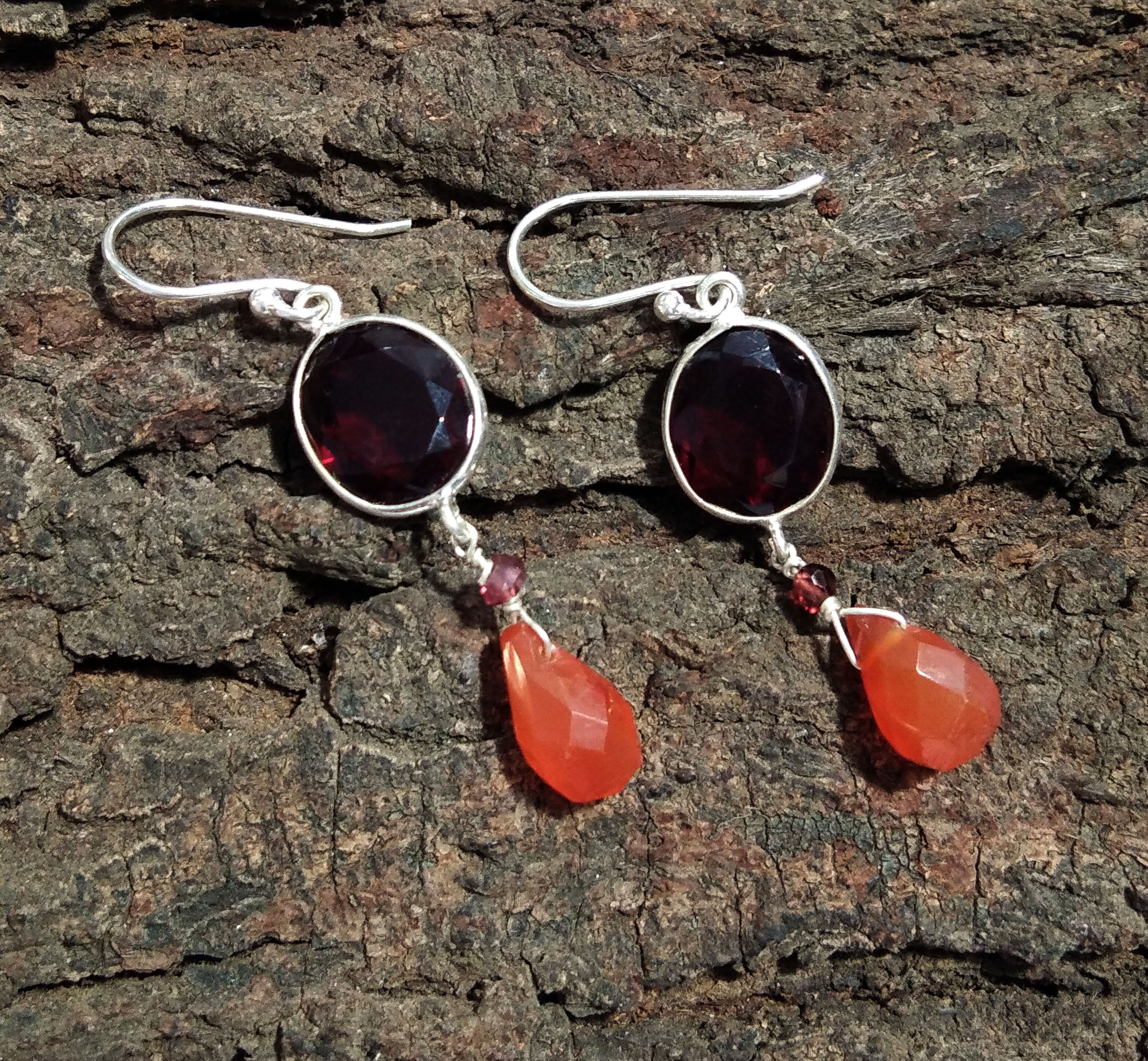 Natural Caroline,Garnet Gemstone Earring, 925 Solid Starling Silver Earring Garnet Stone Fancy Shape Stone Size 11x10mm Gift Earring Jewelry
