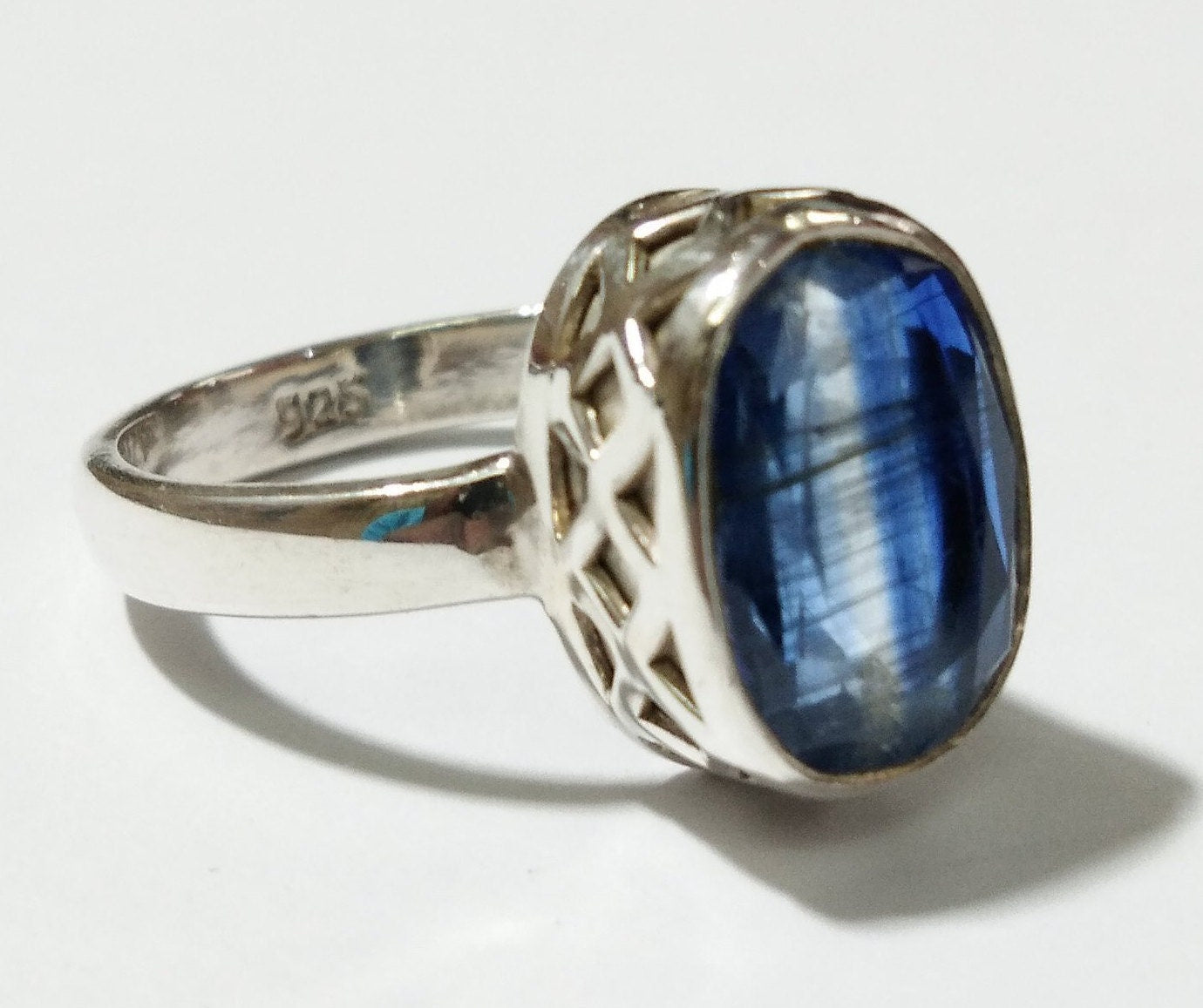 Natural Kyanite Faceted Rings, 925 Solid Starling Silver Ring, Amazing Color Good Quality Nice Making Stylish Rings, For Gift Wedding Ring