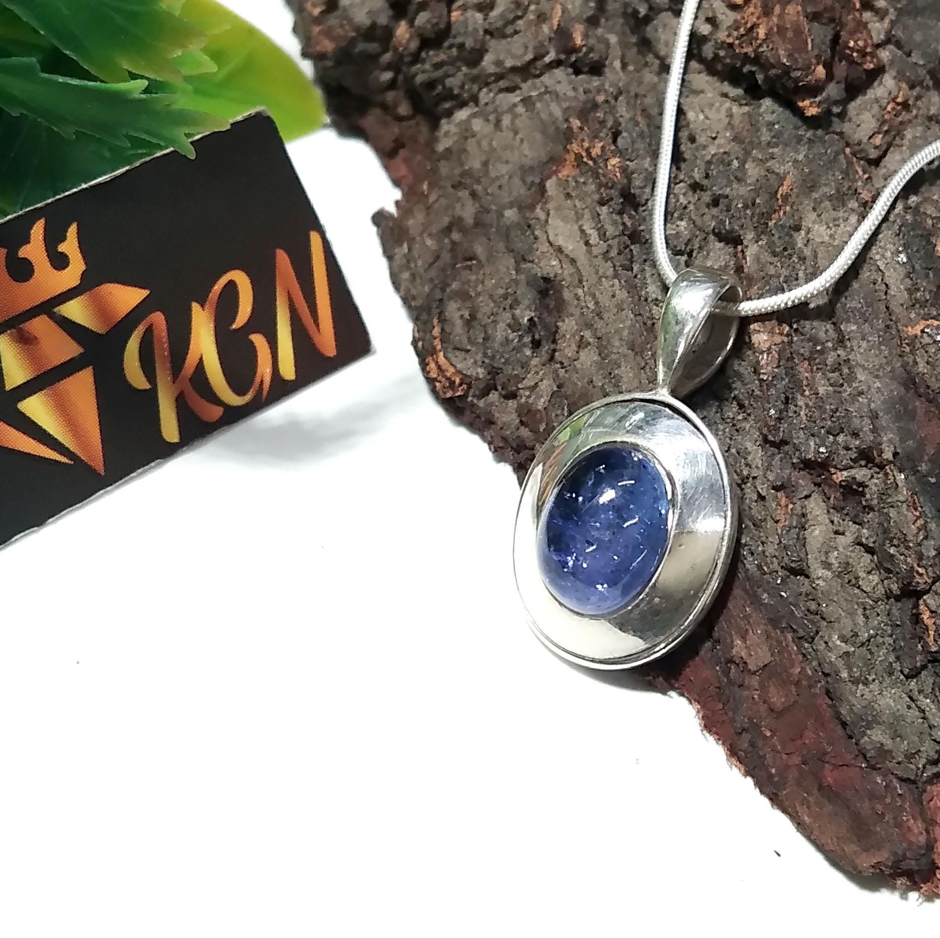 Natural Tanzanite Pendant, 925 Solid Sterling Silver Pendant Necklace, Tanzanite Necklace Chain, Dainty Oval Pendant, Blue Stone Pendant