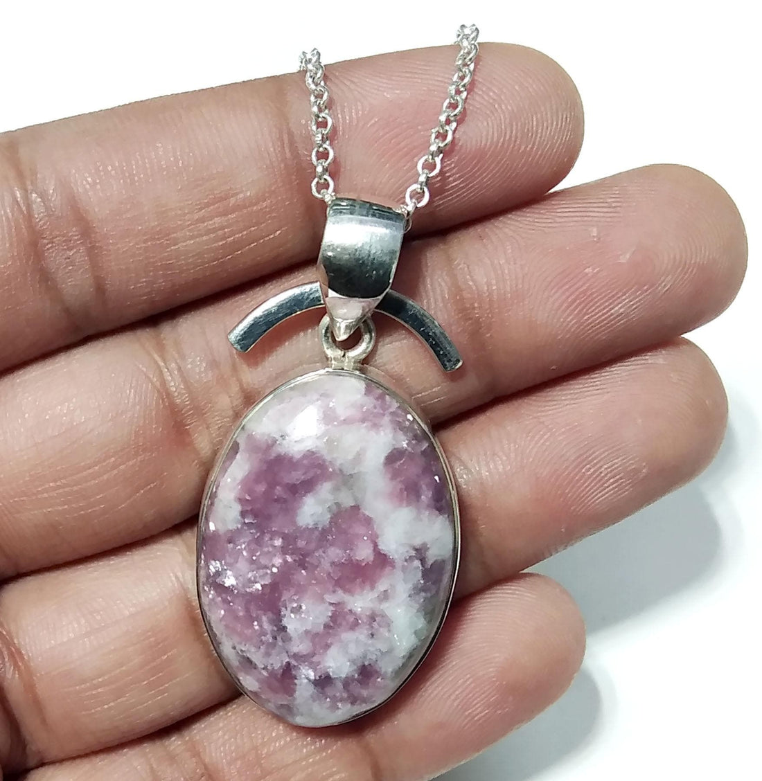 Lepidolite Gemstone Pendant ! Solid 925 Starling Silver Jewelry Pendant, Natural Gemstone Lepidolite Chain Pendant Necklace, Gift For Women.