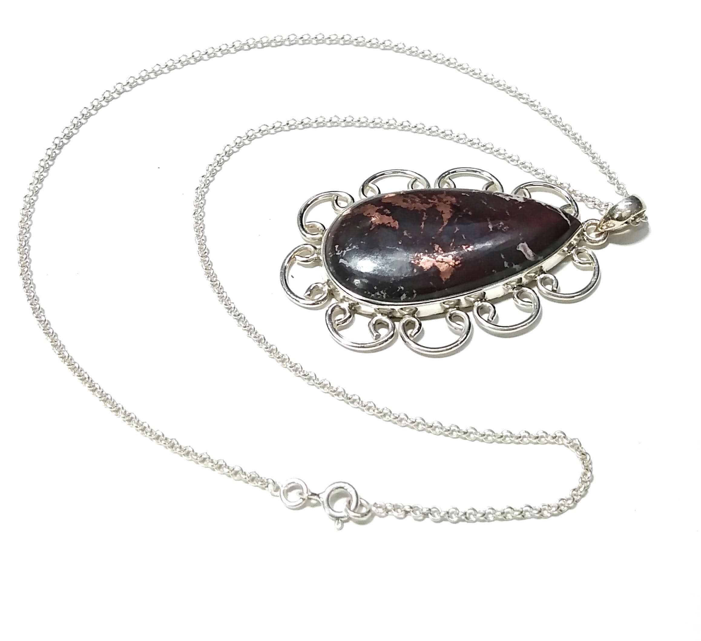 Copper Dolomite Gemstone Pendant, 925 Sterling Silver Copper Dolomite Pendant Chain Necklace, Amazing Design Good Making Stone Pendant