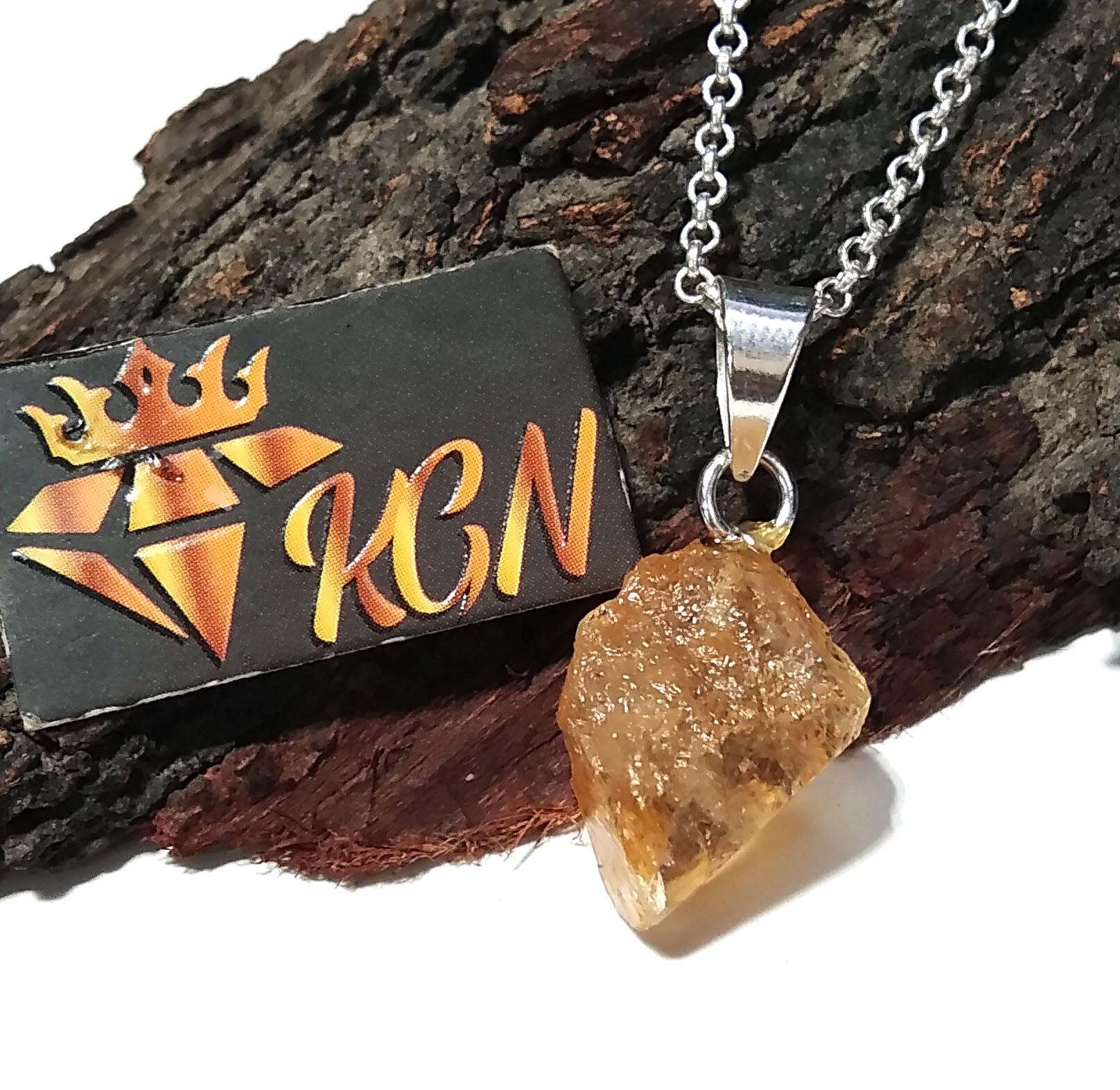 Natural Citrine Raw Gemstone Pendant, Solid 925 Starling Silver Pendant Chain Necklace, Handmade Jewelry Stone Size 18x13 mm Gift Pendant