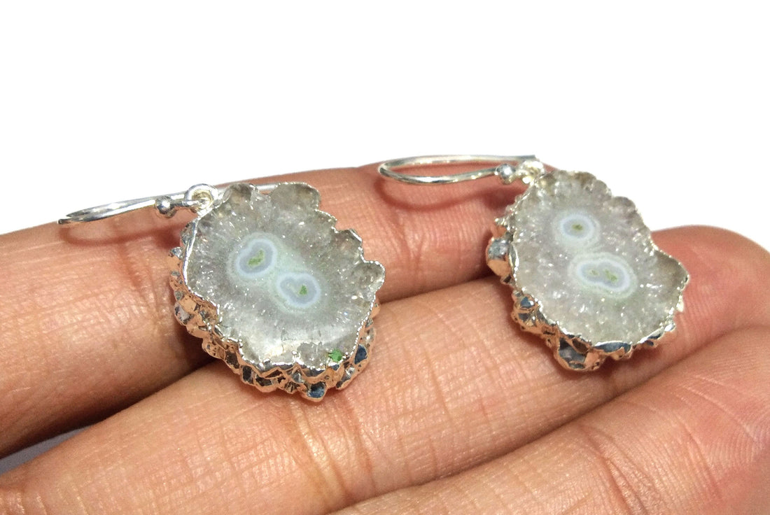 Natural White Solar Quartz Gemstone Earring, 925 Sterling Silver Earring, Amazing Solar Earring, Stone Size 18x16 mm Gift Birthday Earring