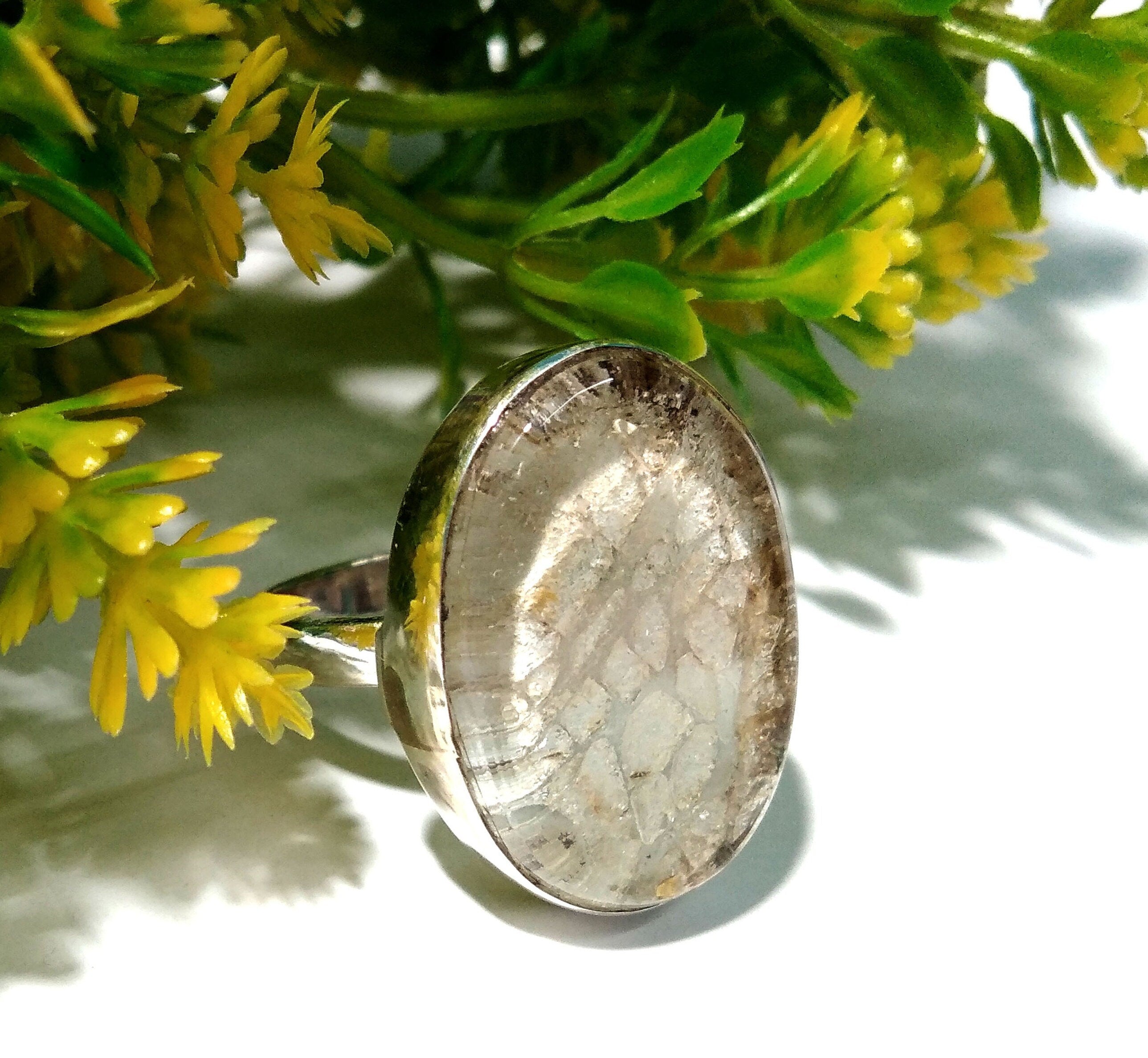 Garden Quartz Ring, Lodolite Ring, 925 Sterling Silver, Natural Gemstone, Silver Jewelry, Gemstone With Silver Ring, For Girls & Women Ring