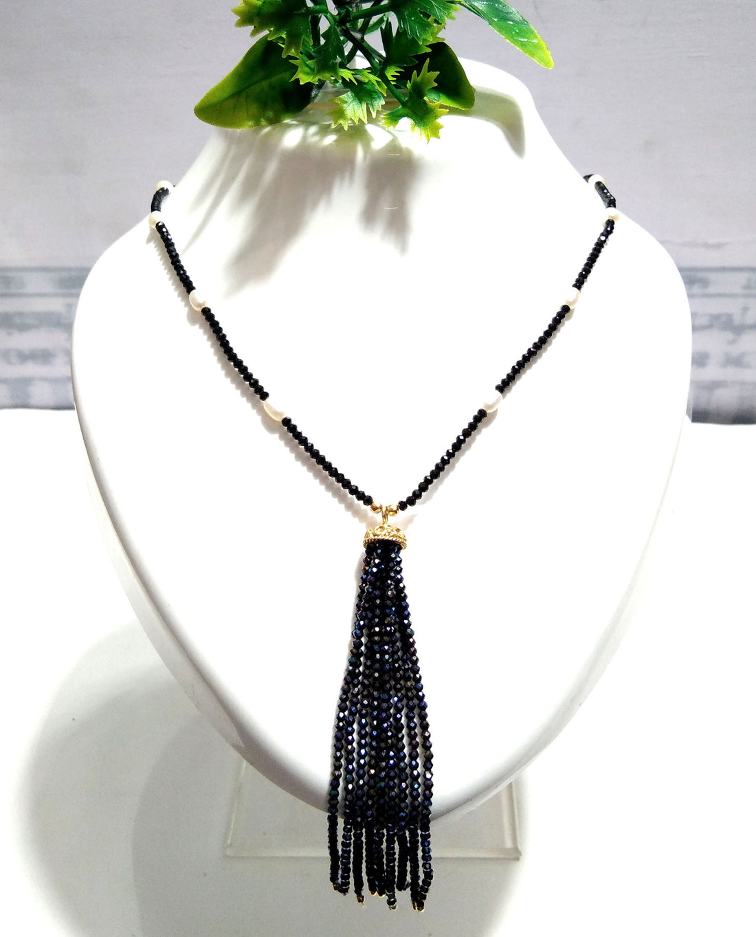 Natural Black Spinel And White Baroque Pearl Chain Necklace, 925 Starling Silver Gold Plated Chain Necklace 40''Inch Adjuster Chain Necklace