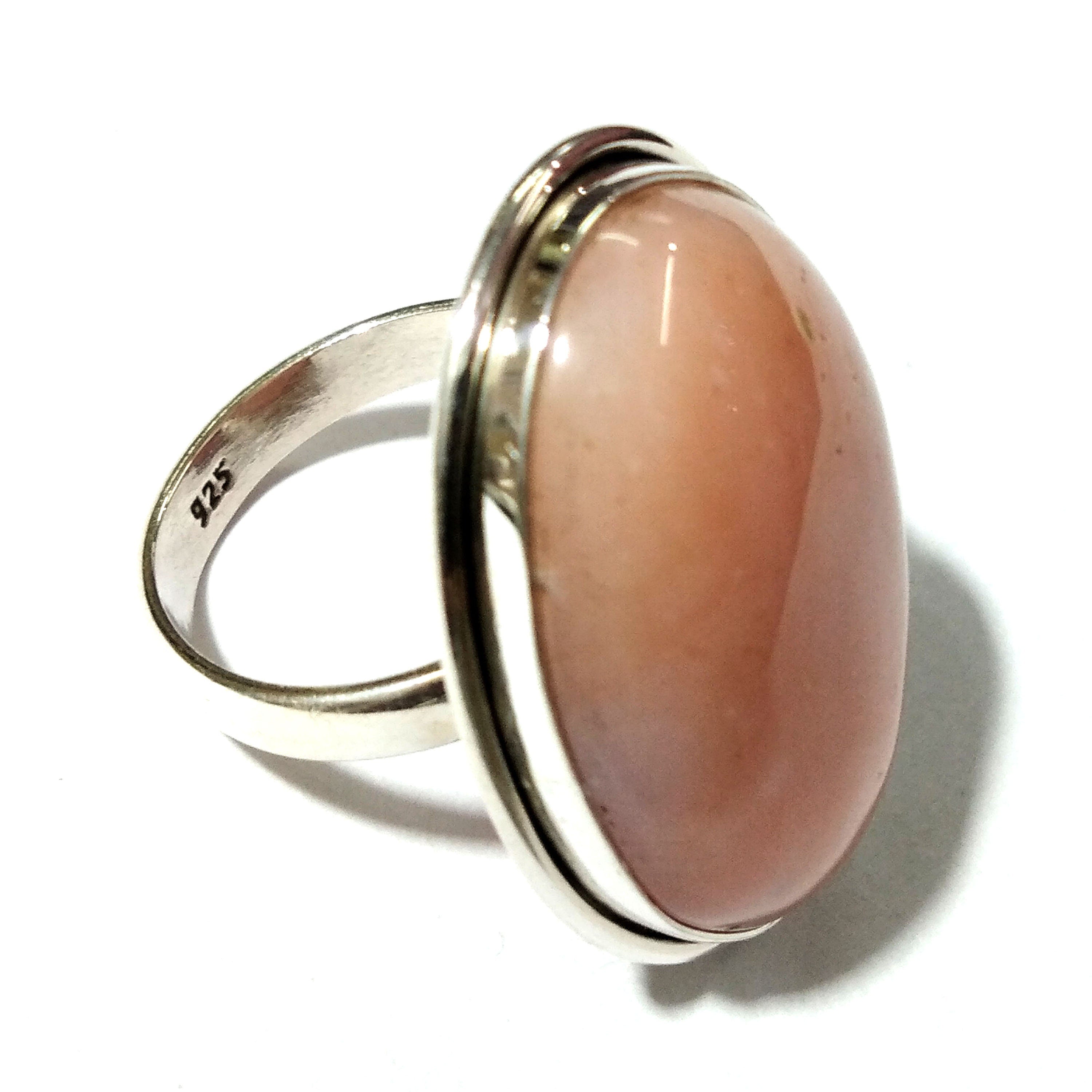 Natural Pink Opal Cabochon Ring's, 925 Starling Silver Ring, Good Quality Gemstone Pink Opal Stylish Silver Rings, For Men & Women.