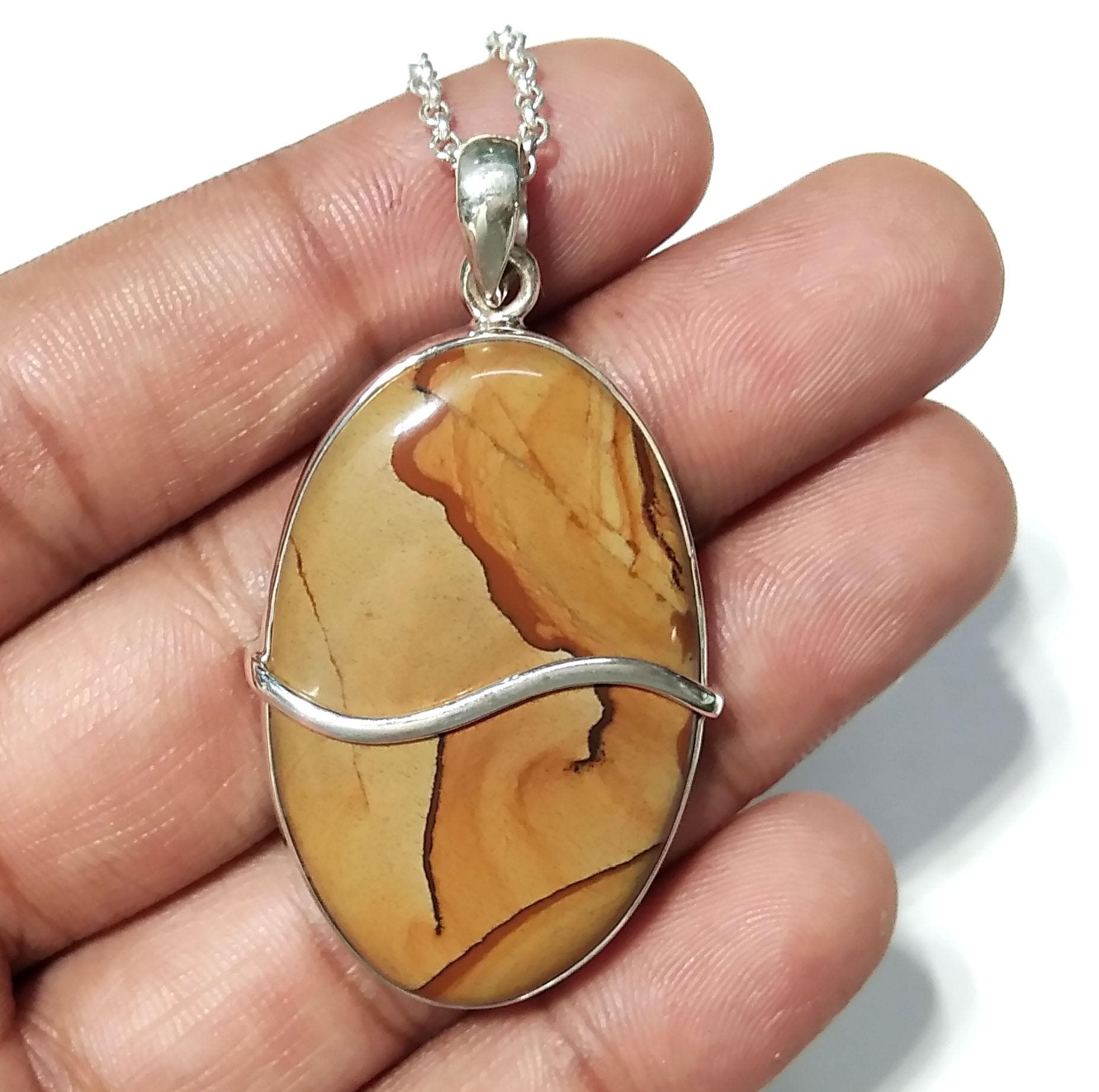 Natural Picasso Picture Jasper Stone Pendant, 925 Sterling Silver Pendant Jewelry, Handmade Silver Design Pendant, Gift For Wedding Pendant