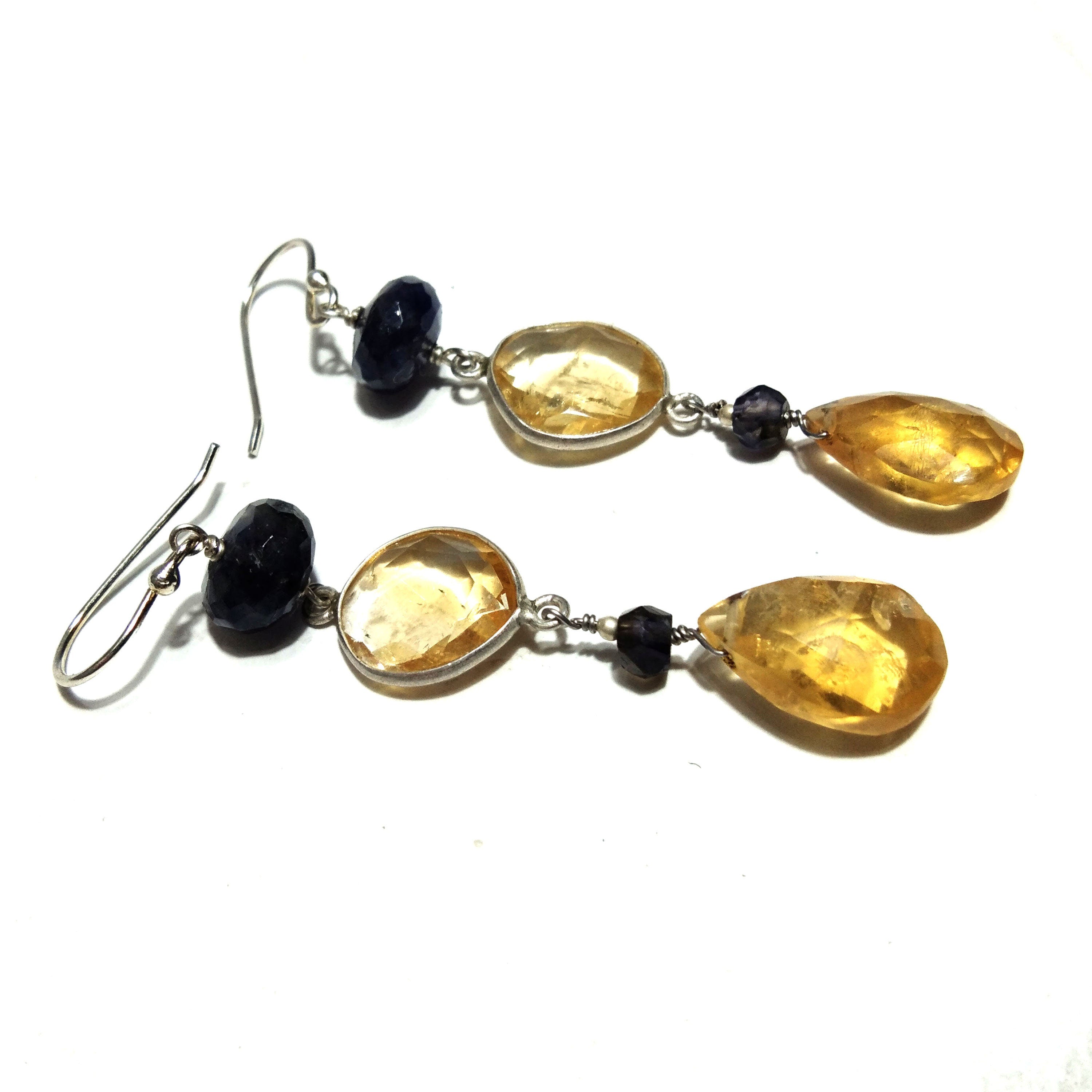 Natural Citrine Earring Stone, 925 Starling Silver Earring, Yellow Citrine Stone Handmade Earring, Jewelry Gift Women Birthstone Earring