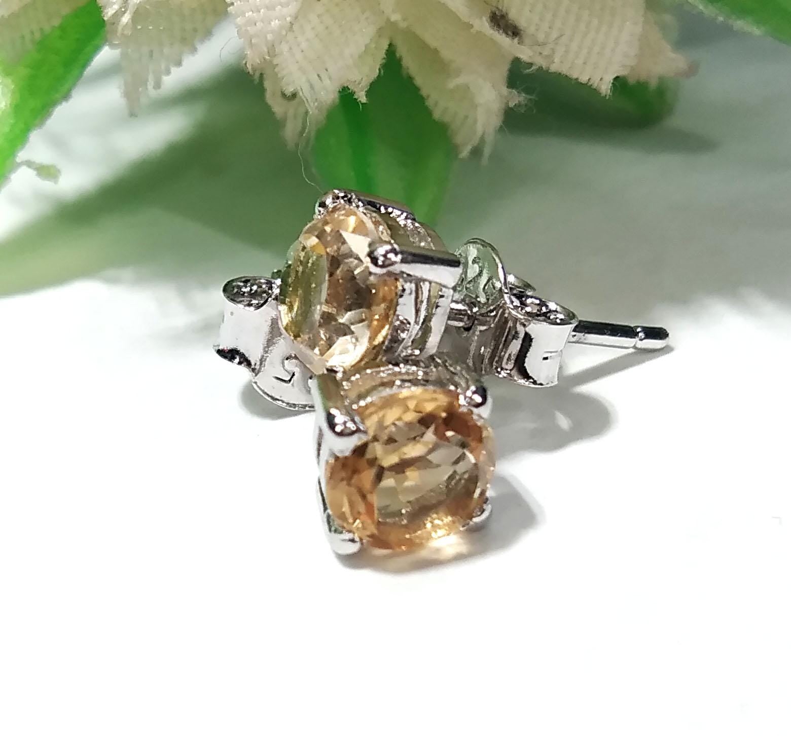 Natural Citrine Faceted Stud Earring, 925 Starling Silver Jewelry Earring Amazing Citrine Gemstone Round Shape Stone Size 6x6mm Gift For Her