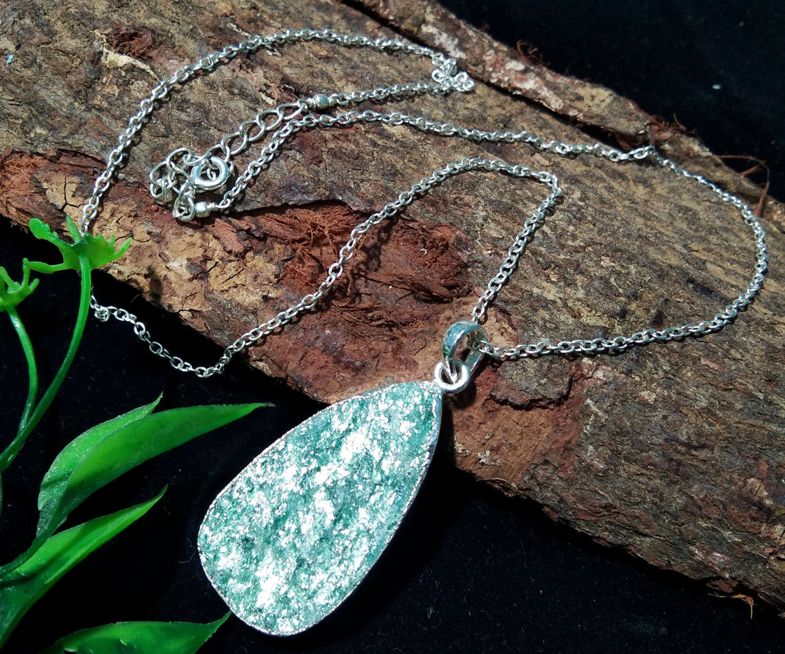 Natural Green Aventurine Druzy Pendent Necklace, 925 Silver With Aventurine Druzy Gemstone Pendant Chain Necklace, Gift For Girls/Woman