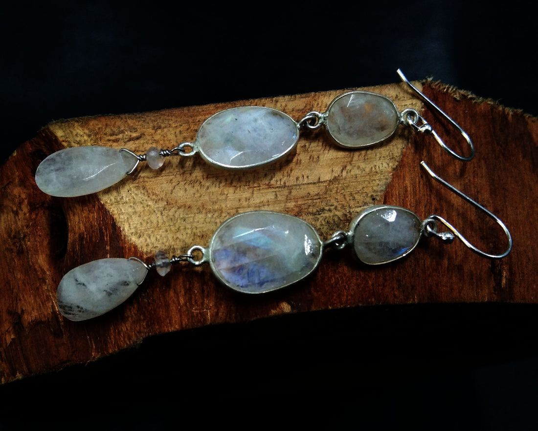 Natural Rainbow Moonstone Multi Fire Stone Earring, 925 Solid Starling Silver Earring, Handmade Moonstone Earring, Gift For Women Earring