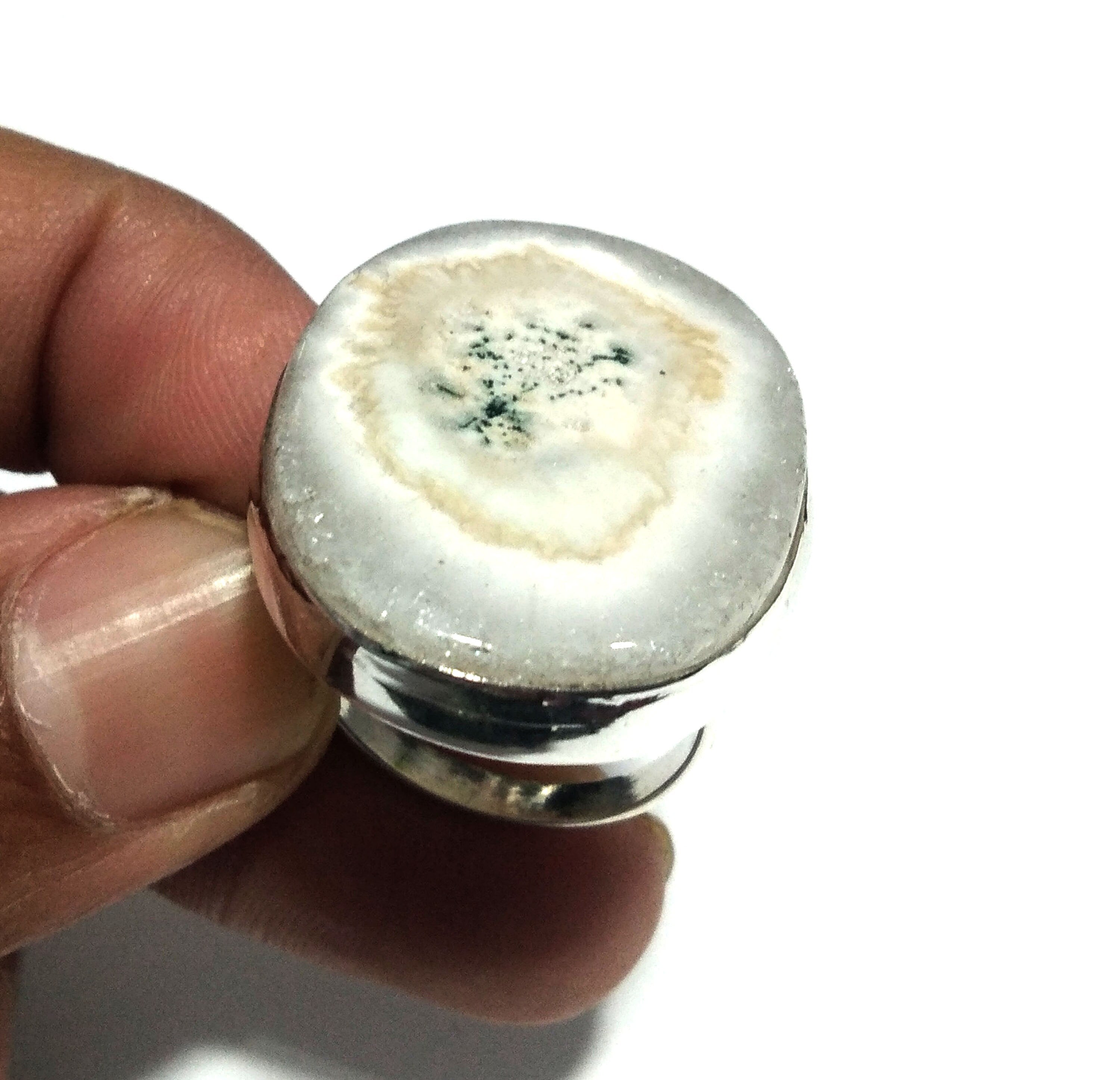 White Solar Quartz Gemstone Ring, Solid 925 Sterling Silver Ring, Natural Solar Quartz Stone Size 31x24mm Handmade Gift Wedding Ring Jewelry