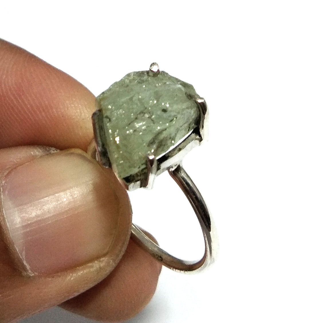 Natural Aquamarine Rough Gemstone Ring, 925 Solid Sterling Silver Ring, Raw Aquamarine Stone Size 14x10 mm Handmade Ring, Gift Birthday Ring