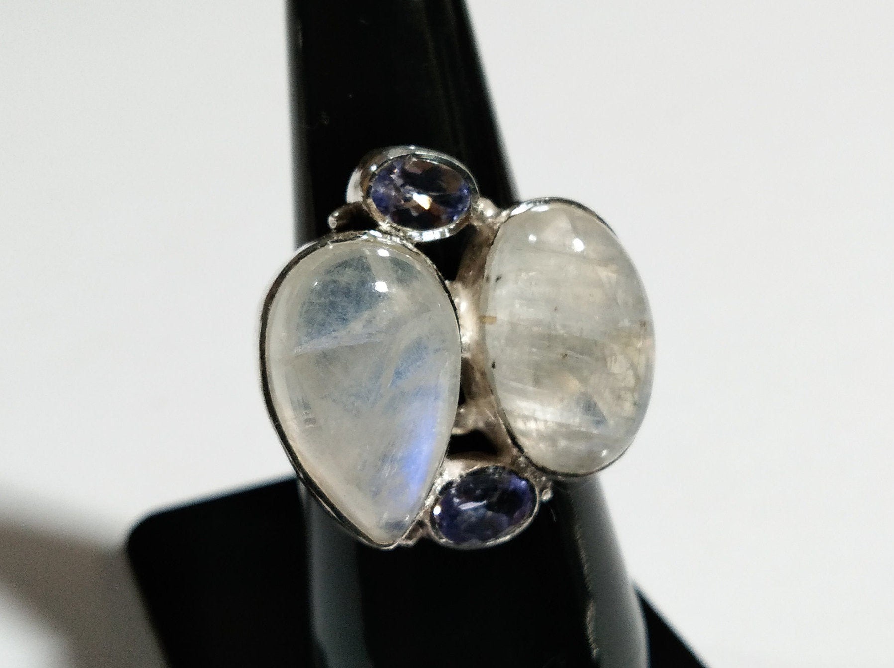 Rainbow Moonstone And Tanzanite Multi Stone Rings, 925 Sterling Silver Jewelry, Natural Gemstone Ring, Handmade Jewelry, For Girls/Women.