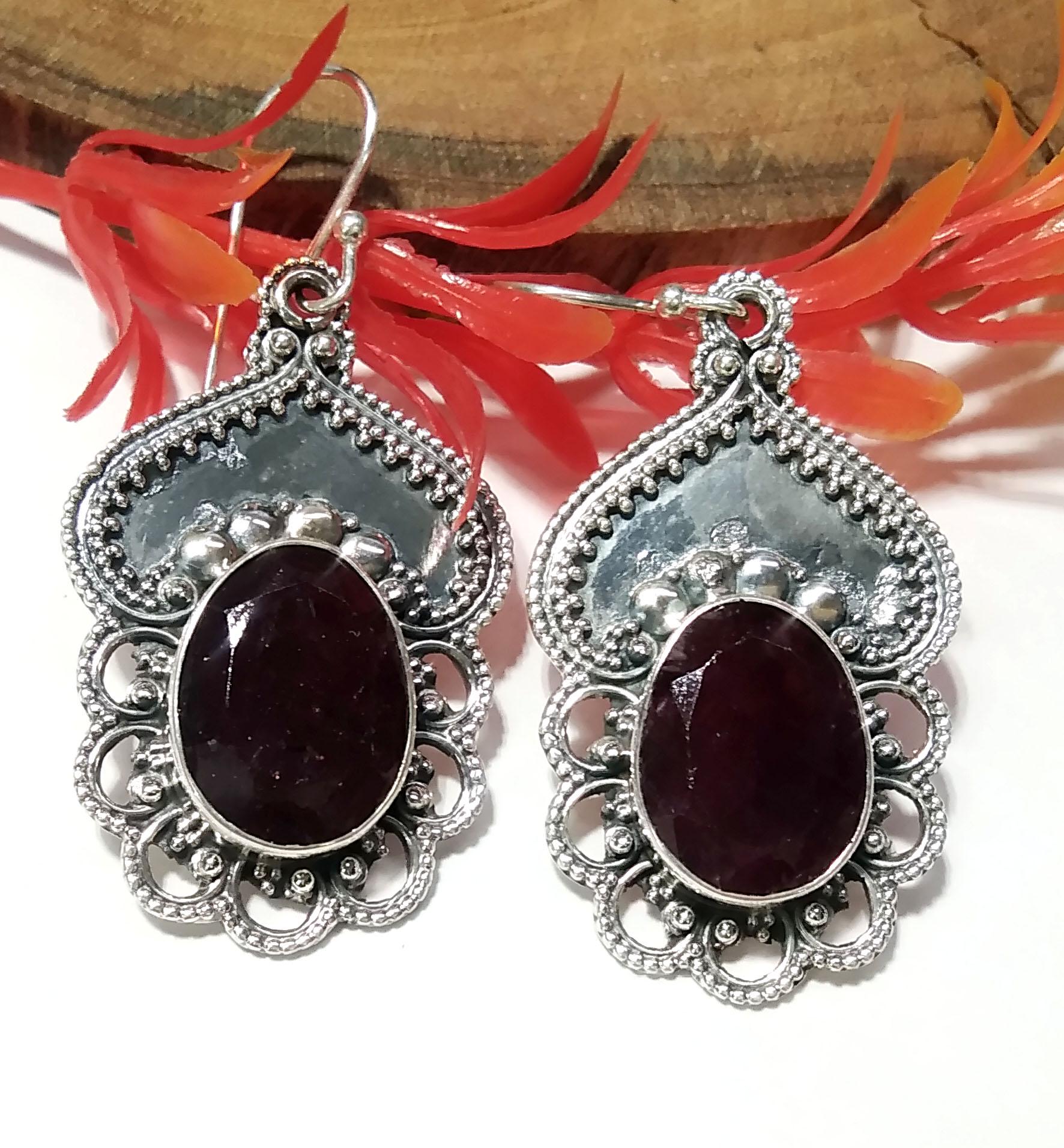 Good Making Ruby Earring, Red Ruby Earring, 925 Sterling Silver, Boho Jewelry, Delicate Earring, Wedding Jewelry, Handmade Jewelry,For Women