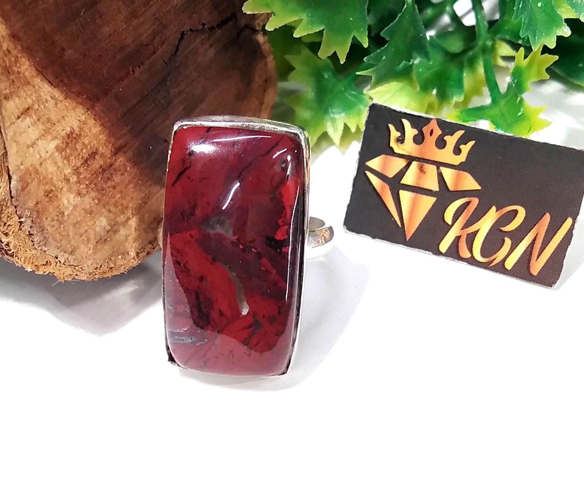 Natural Red Jasper Gemstone Ring, 925 Solid Sterling Silver Ring, Beautiful Jasper Stone Size 27x15mm Handmade Ring, Gift Birthday Ring