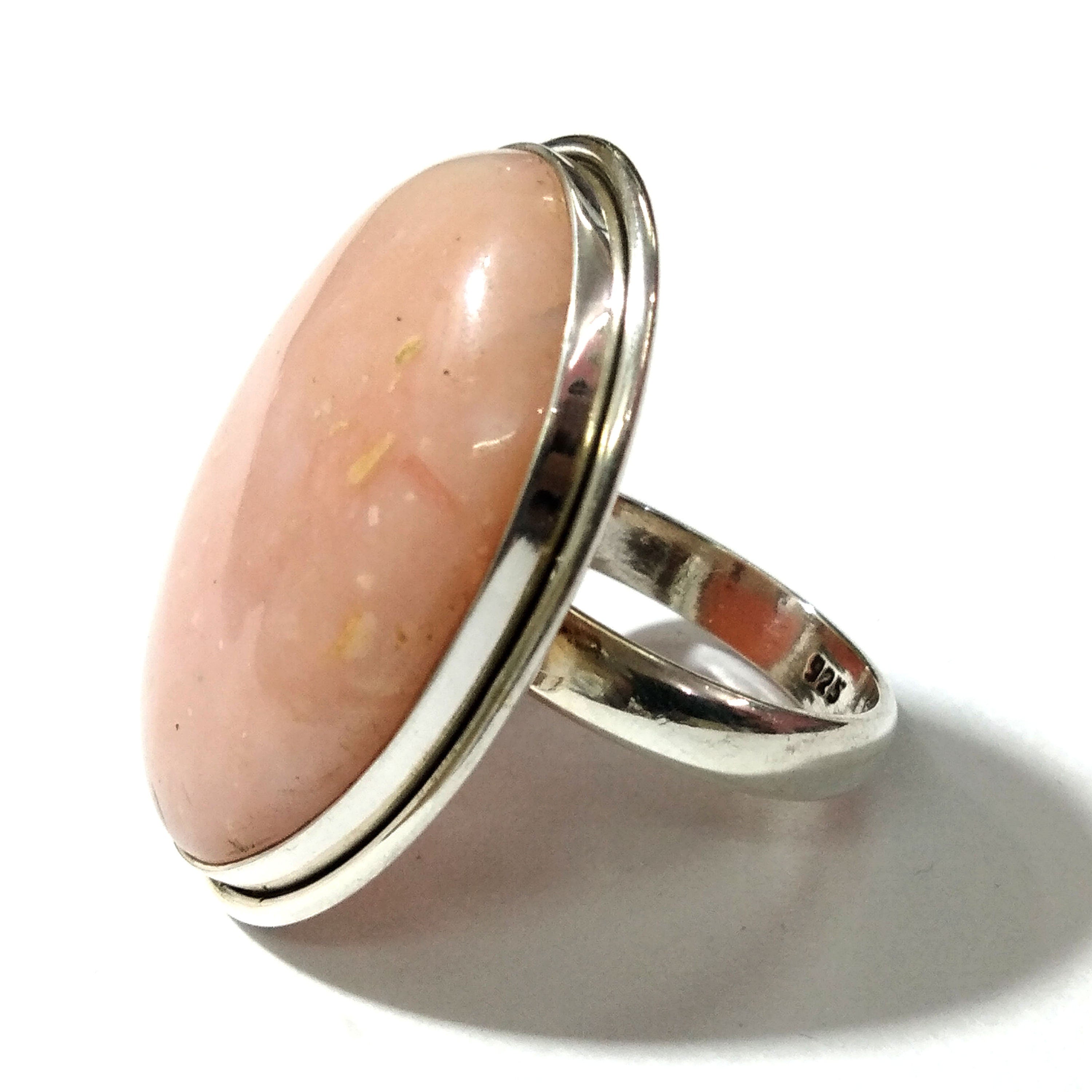 Natural Pink Opal Cabochon Ring's, 925 Starling Silver Ring, Good Quality Gemstone Pink Opal Stylish Silver Rings, For Men & Women.