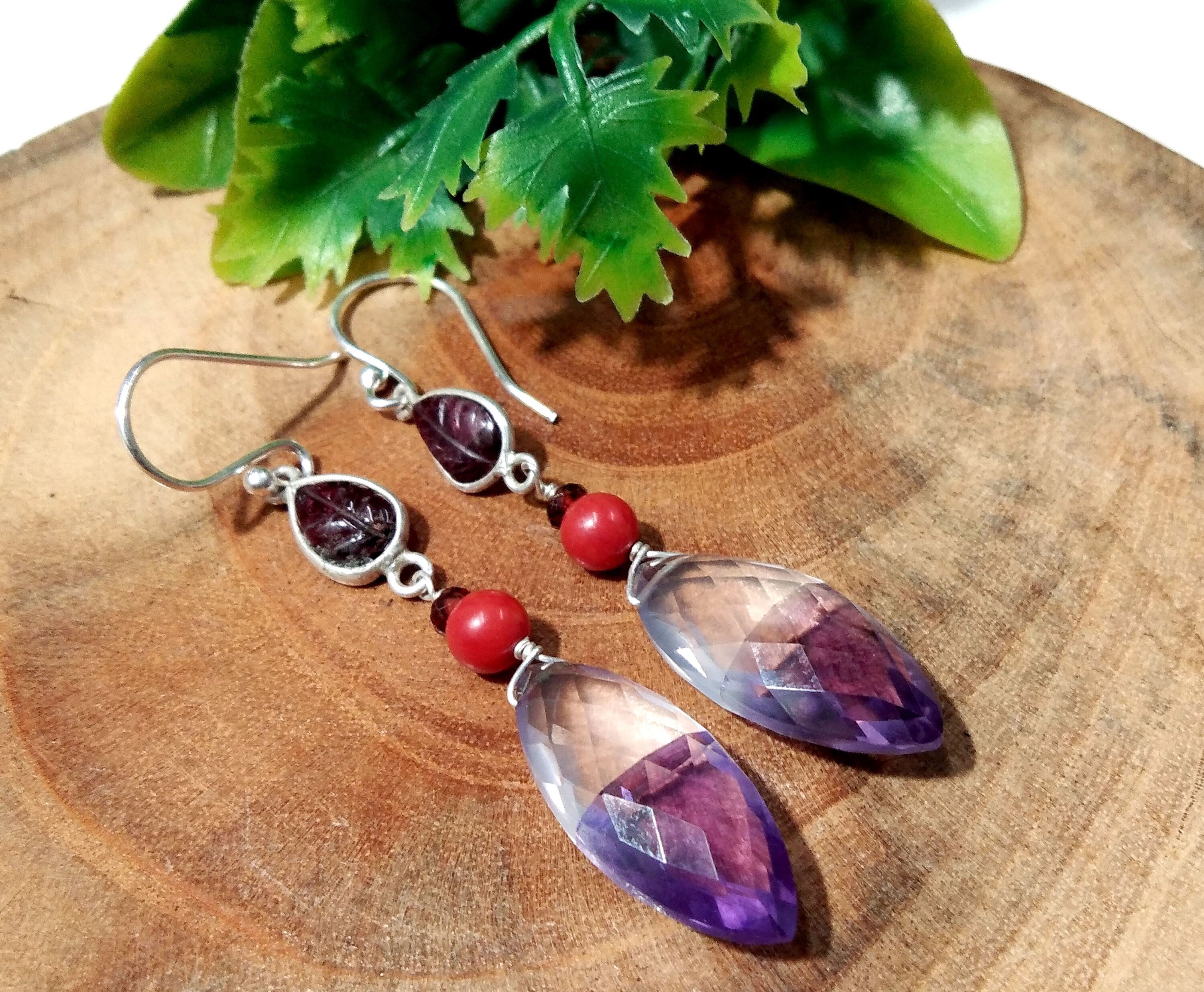 Natural Doublet Gemstone Light & Dark Color Amethyst Multi Stone Earring, 925 Silver Jewelry For Gifts Girls/Women, Handmade Making Earrings