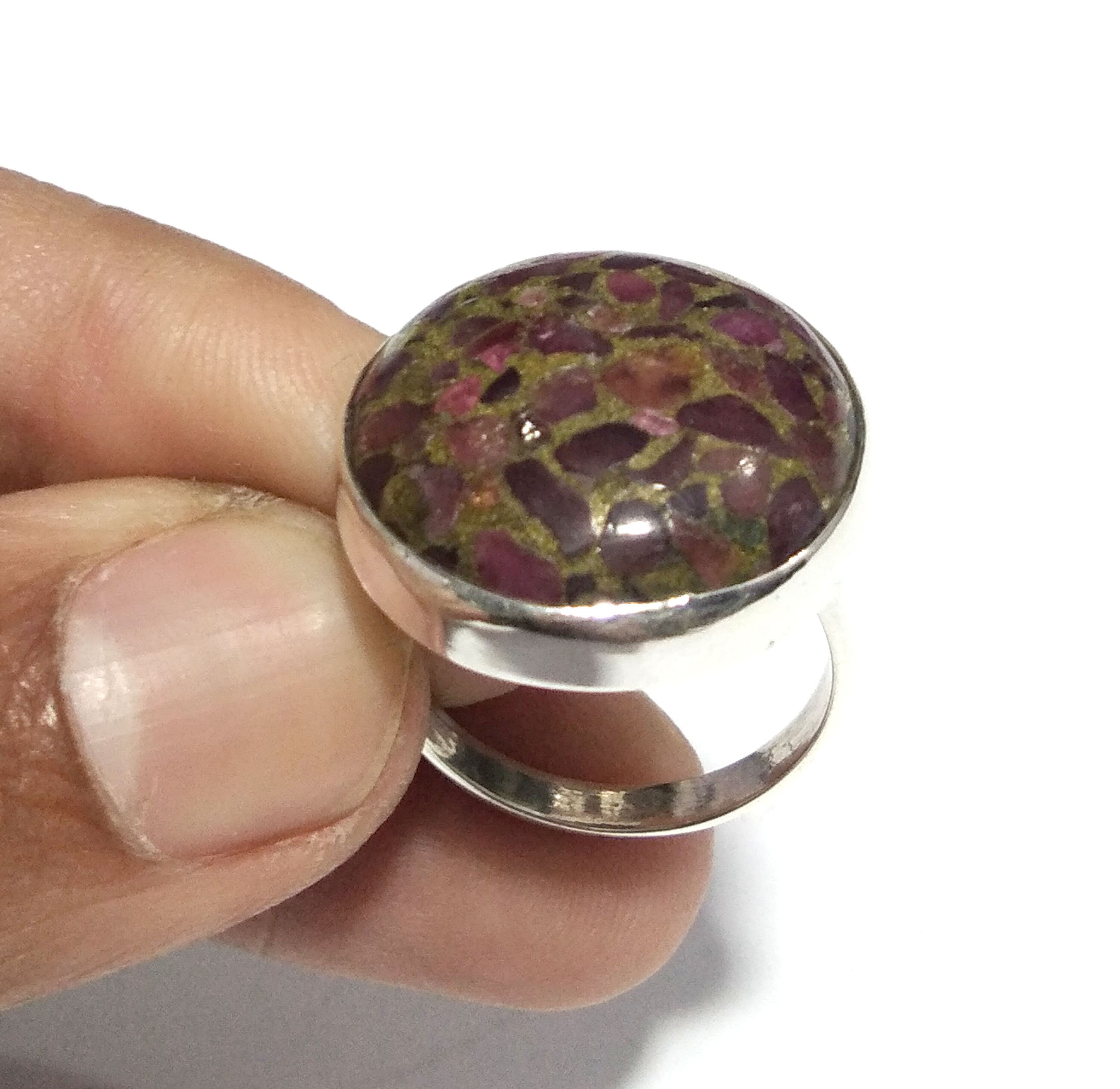 Natural Ruby Copper Turquoise Gemstone Ring, 925 Solid Sterling Silver Ring, Turquoise Stone Size 22x22 mm Handmade Gift Mother’s day Ring