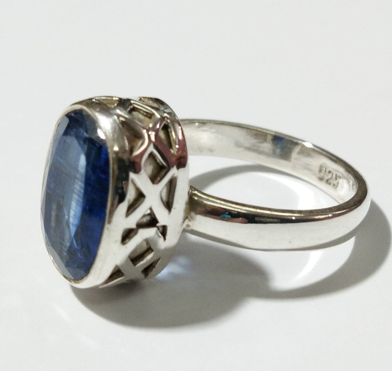 Natural Kyanite Faceted Rings, 925 Solid Starling Silver Ring, Amazing Color Good Quality Nice Making Stylish Rings, For Gift Wedding Ring