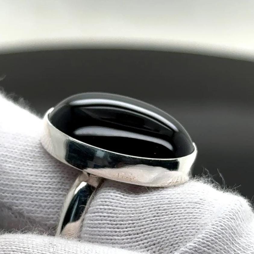 Natural Black Onyx Gemstone Ring, Solid 925 Sterling Silver Ring, Amazing Black Onyx Stone Shape Oval Handmade Ring, Gift Birthday Ring